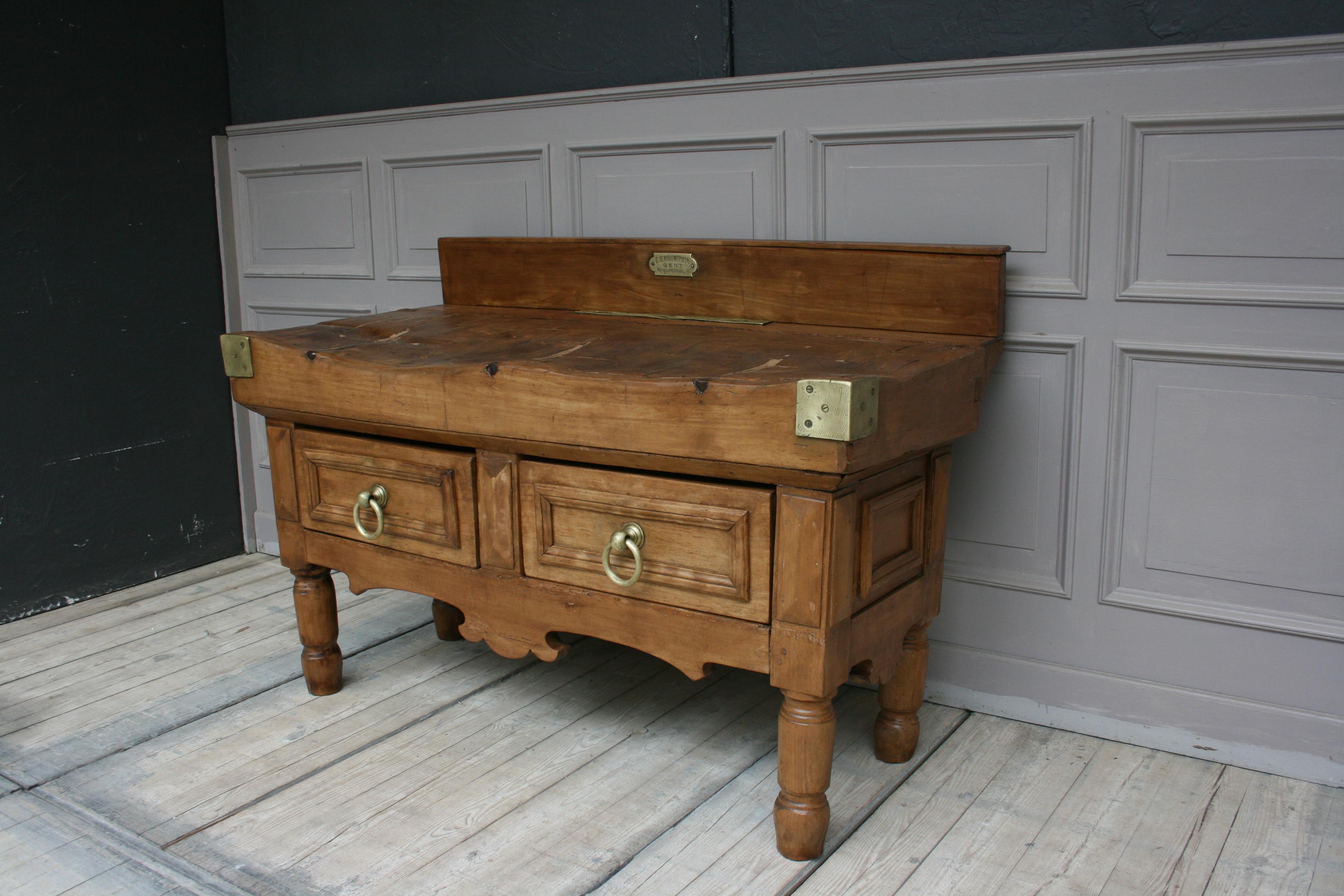 Belgian 19th Century Butcher Block Table from Belgium