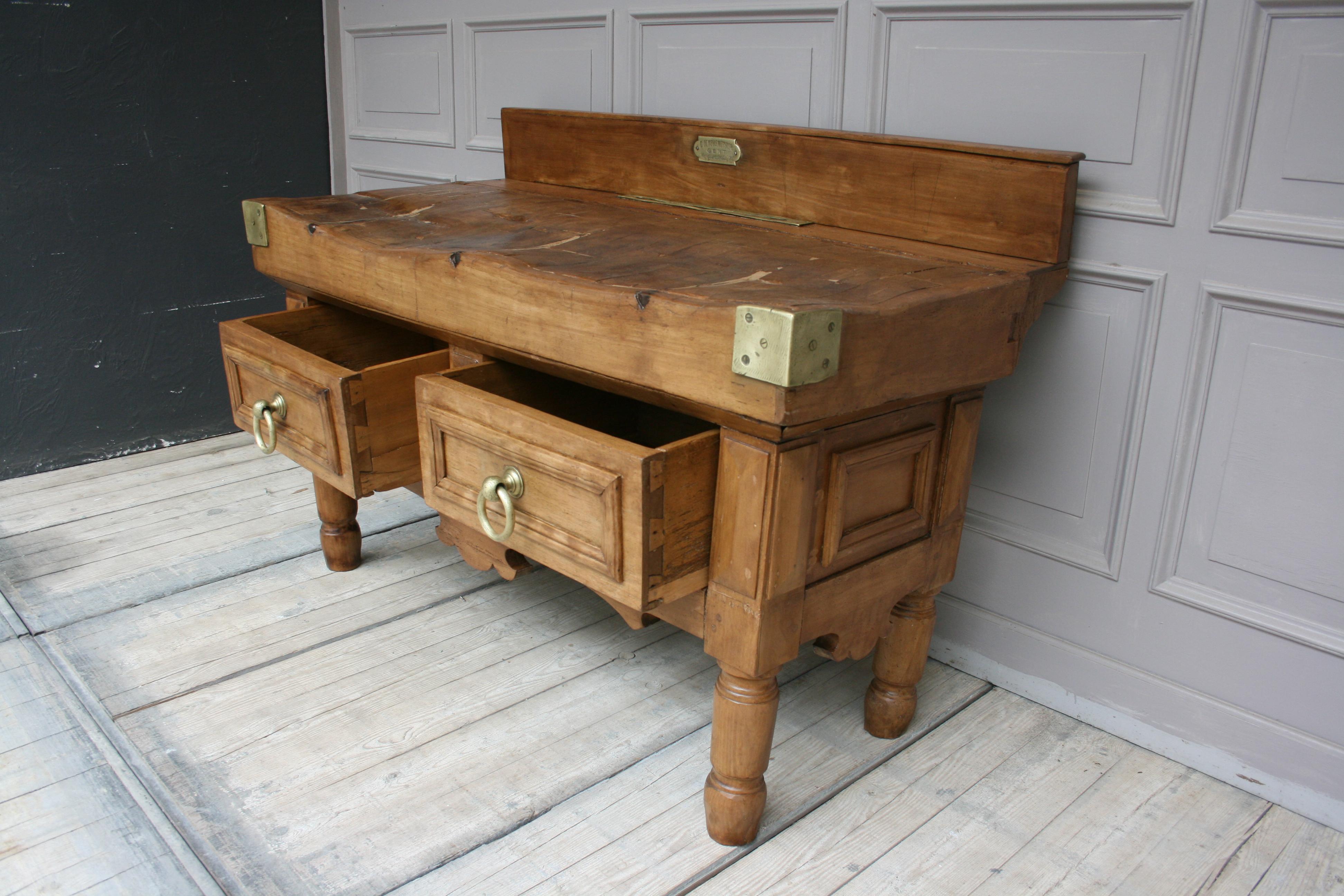 19th Century Butcher Block Table from Belgium 1