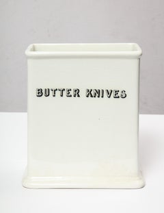 19th Century Butter Knives Holder Creamware