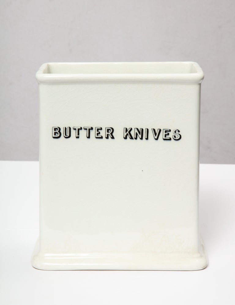 19th Century Butter Knives Holder Creamware For Sale