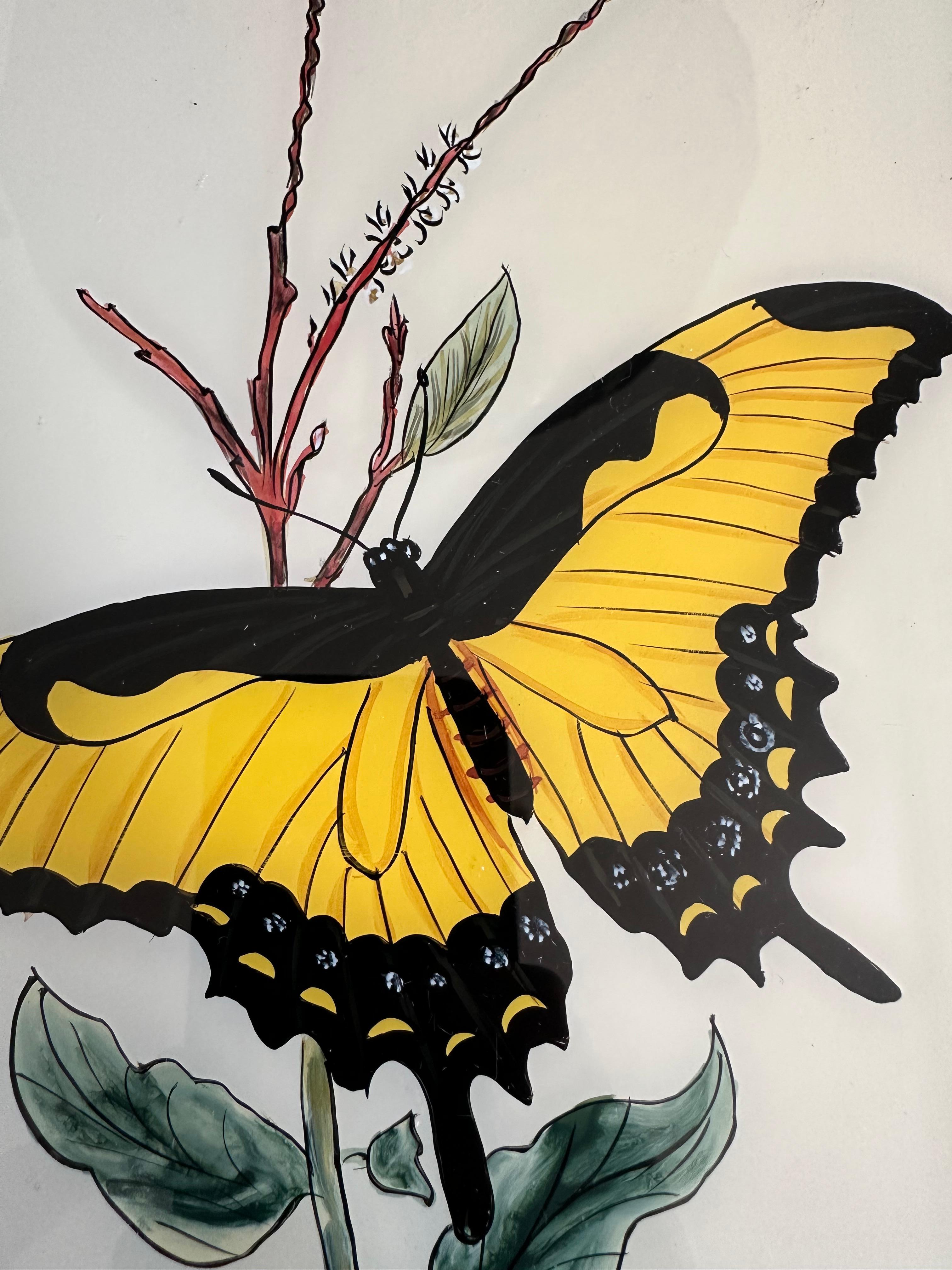 Vetro Illustrazione di farfalle del XIX secolo: Eleganza dell'arte entomologica in vendita