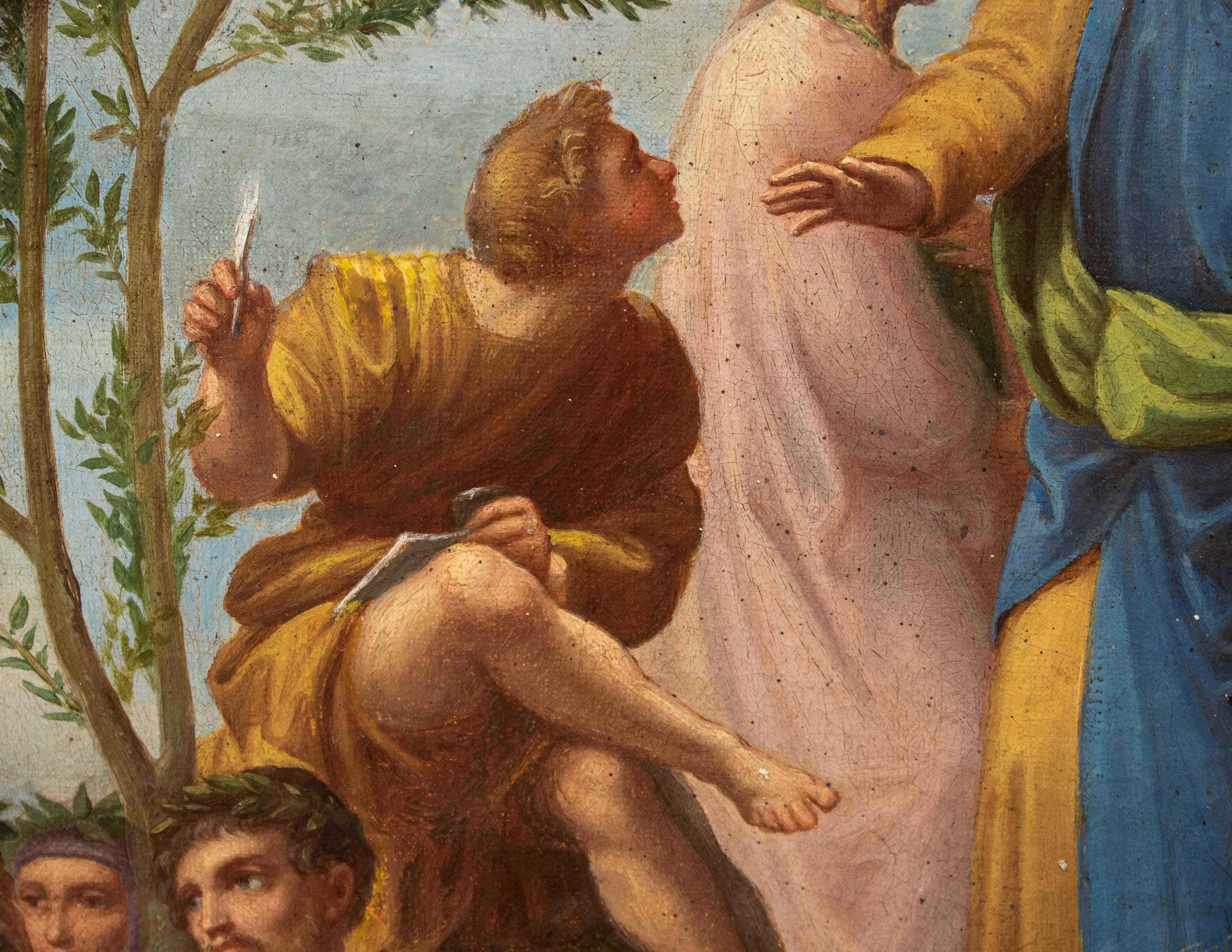 19th Century, by Raffaello Sanzio Painting Parnassus Oil Canvas 2