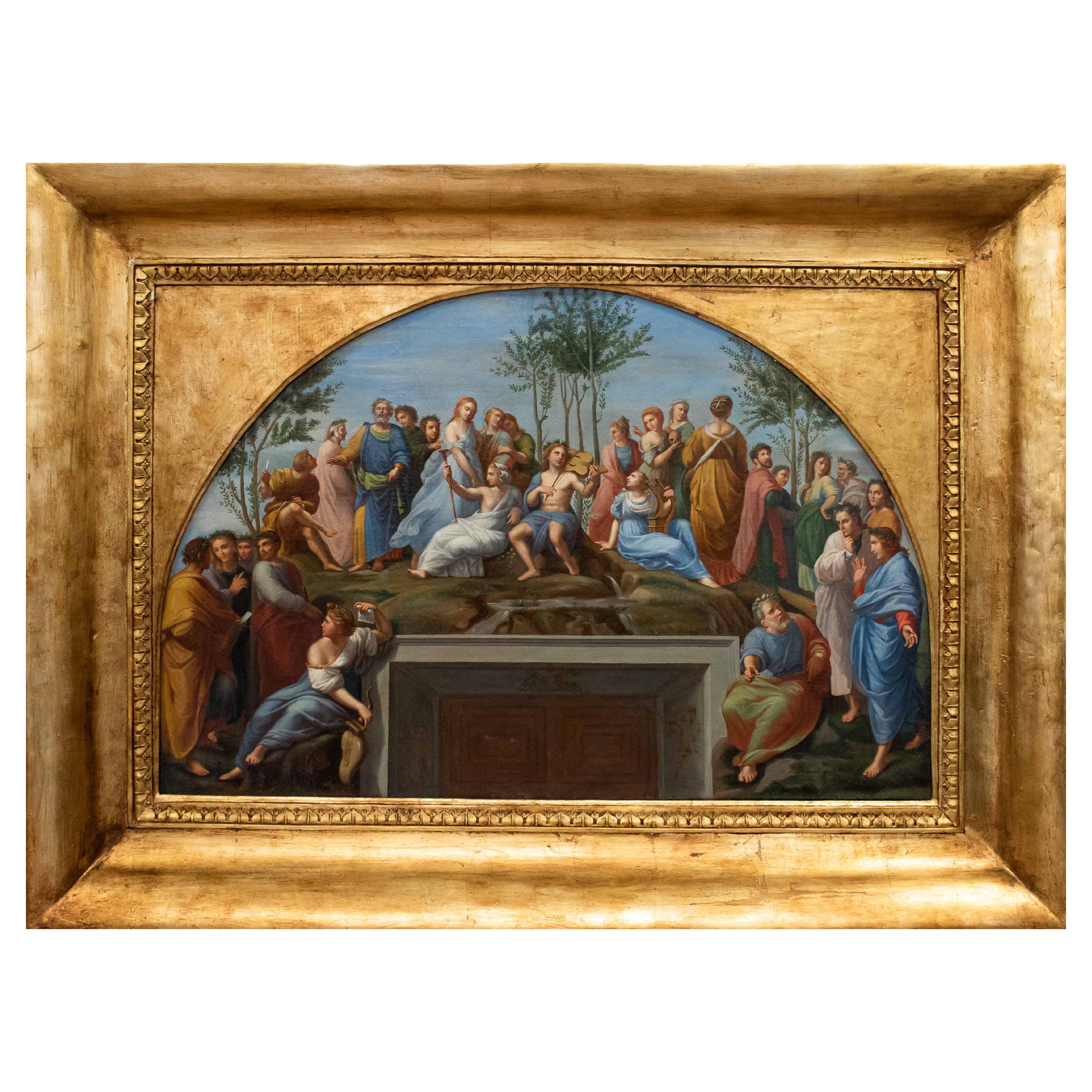 19th Century, by Raffaello Sanzio Painting Parnassus Oil Canvas