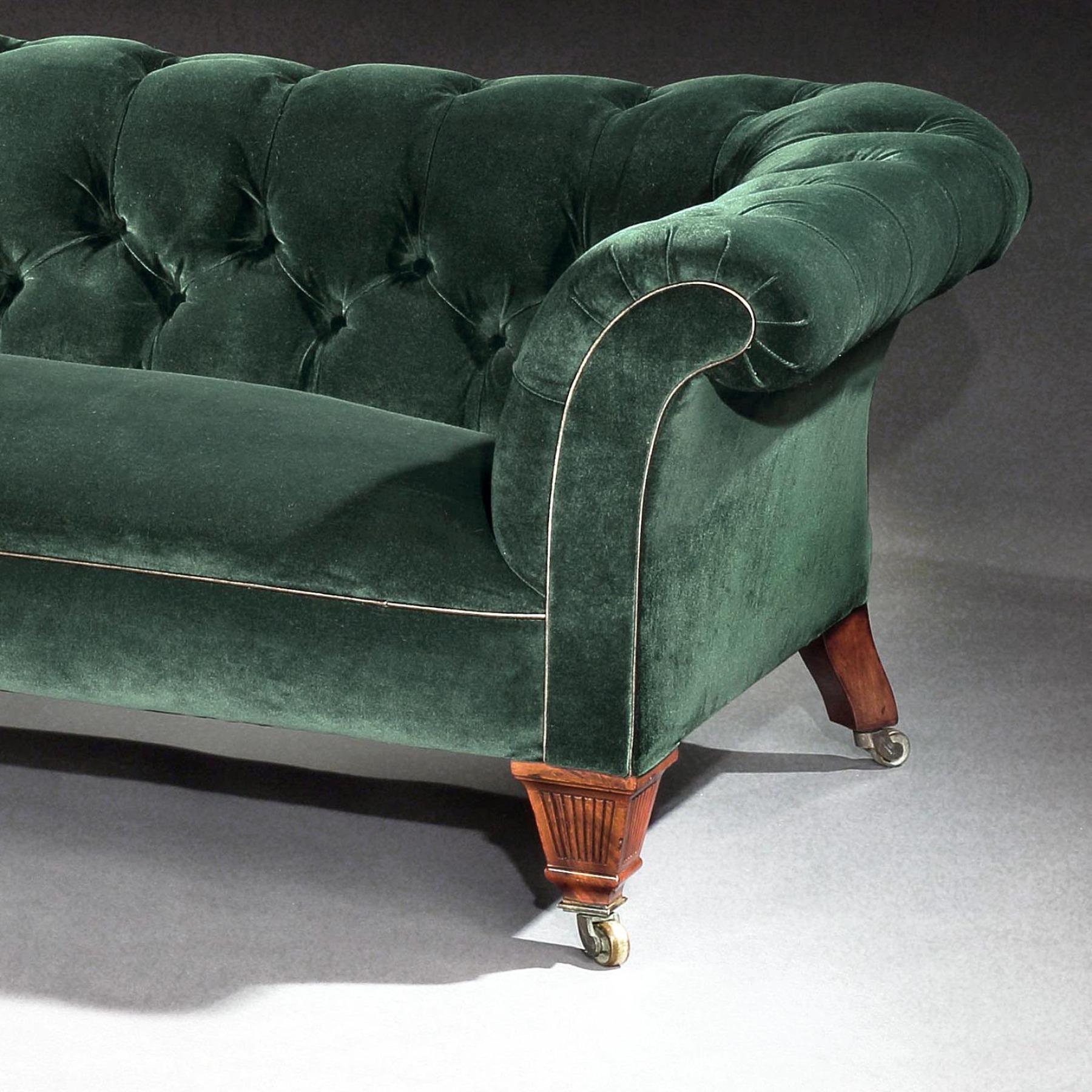 Velvet 19th Century C Hindley and Sons, London Victorian Chesterfield Sofa Upholstered