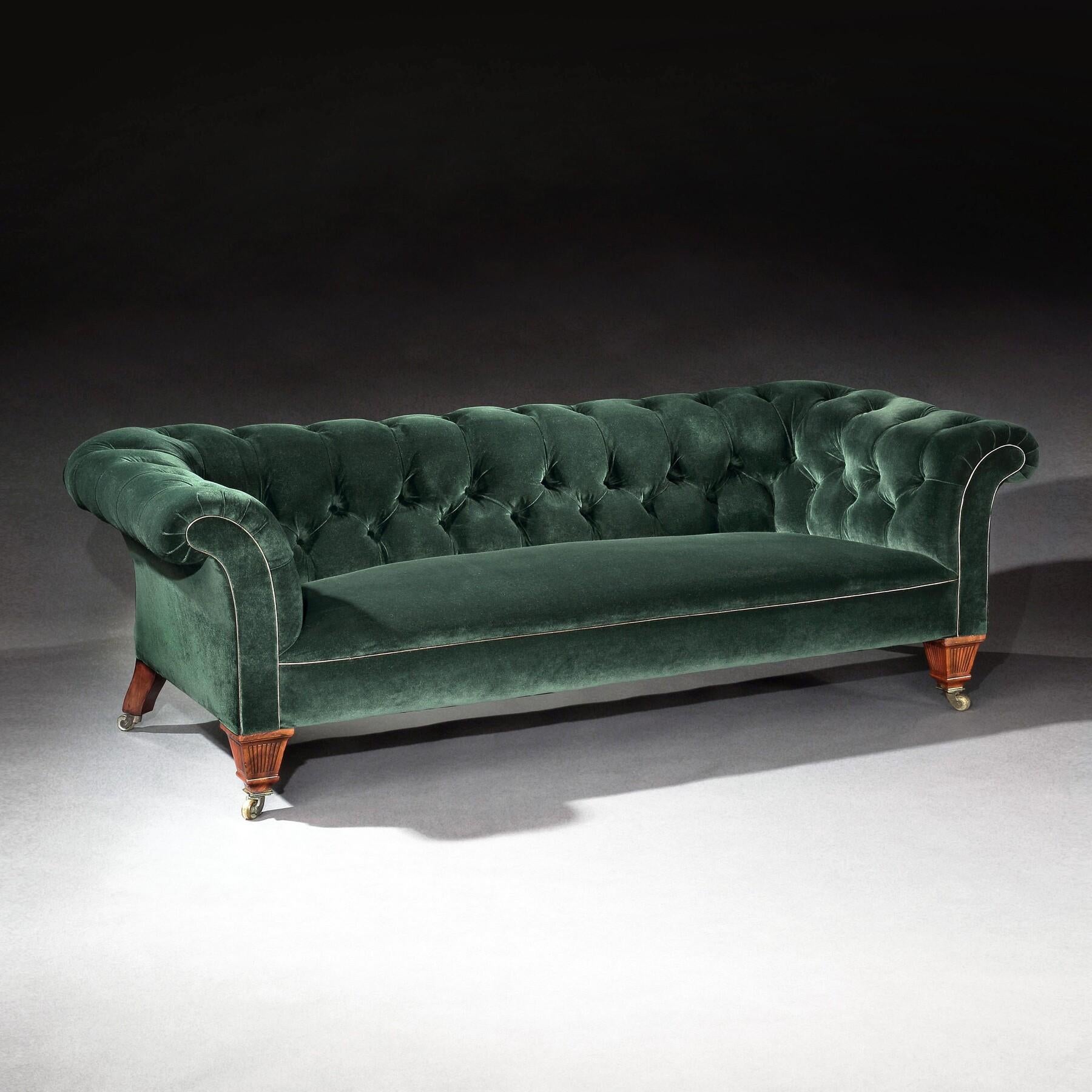 19th Century C Hindley and Sons, London Victorian Chesterfield Sofa Upholstered 3