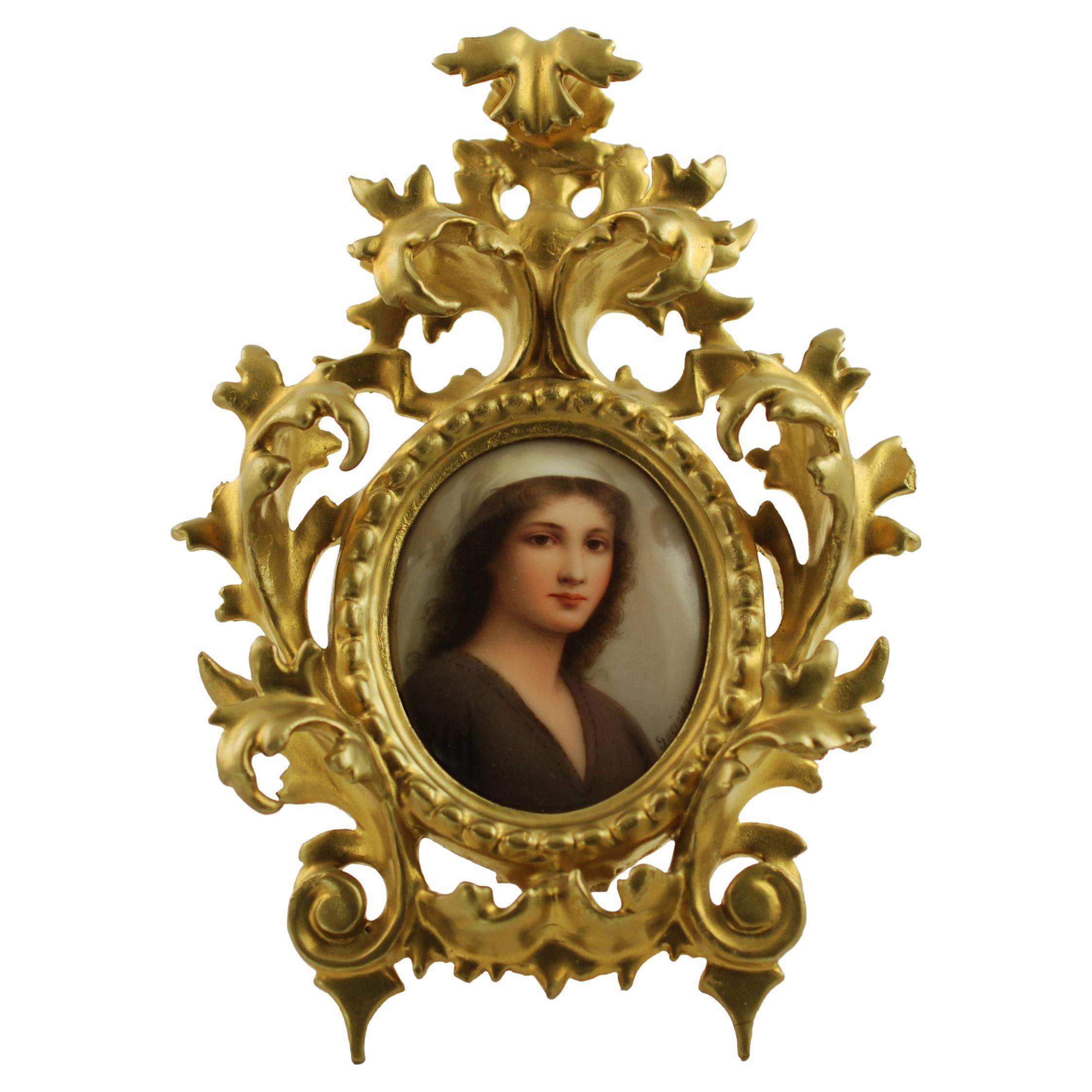 19th Century C. M. Hutschenreuther Hand-Painted Porcelain Plaque "Ruth" For Sale