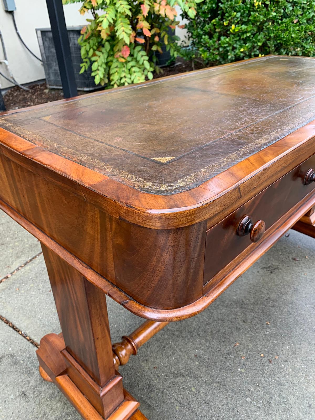 19th Century William IV Library Table or Desk with Leather Top, circa 1840s For Sale 11