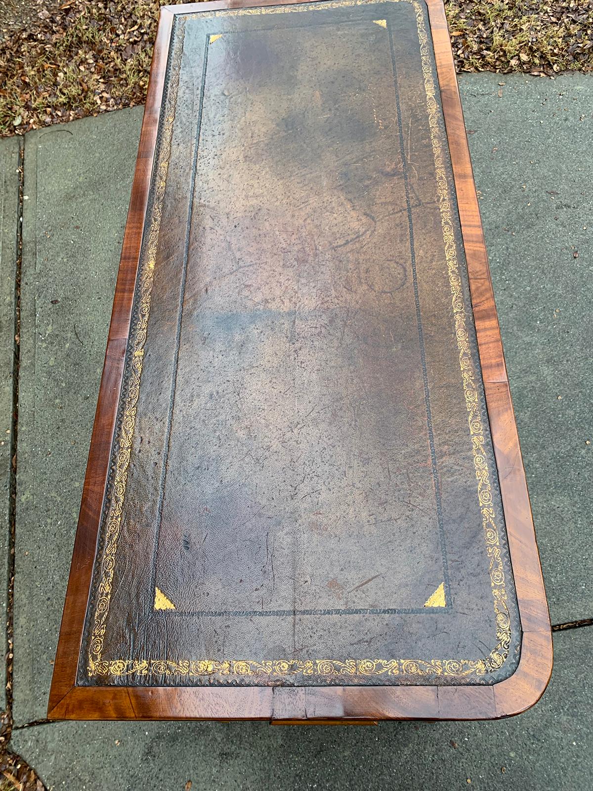 19th Century William IV Library Table or Desk with Leather Top, circa 1840s In Good Condition For Sale In Atlanta, GA