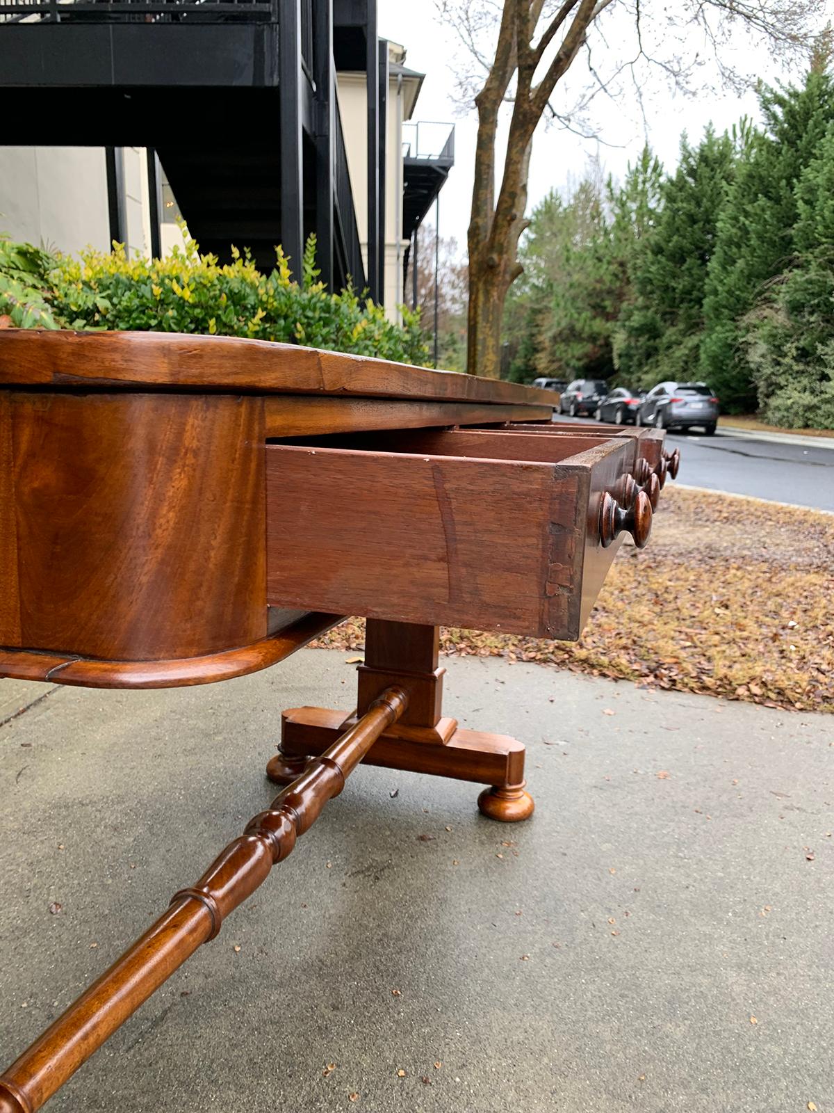 19th Century William IV Library Table or Desk with Leather Top, circa 1840s For Sale 5