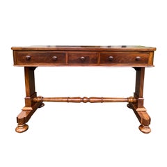 19th Century William IV Library Table or Desk with Leather Top, circa 1840s