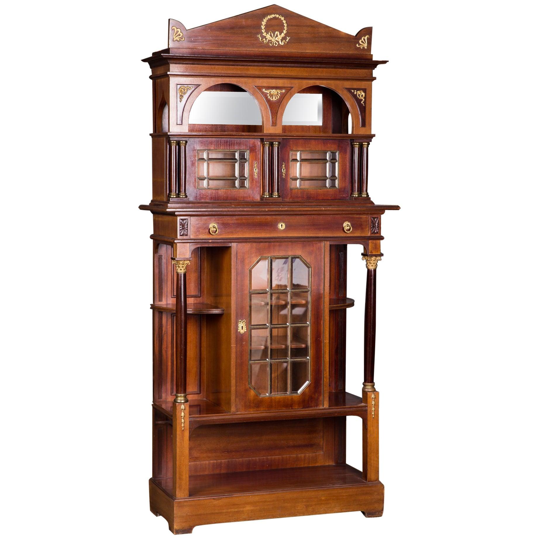 19th Century Cabinet / cupboard in antique Empire Style Mahogany Veneer For Sale