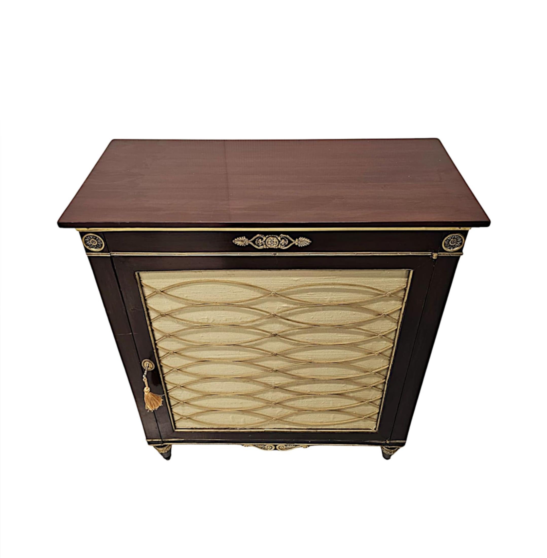 English 19th Century Cabinet with Brass Grille and Mounts For Sale