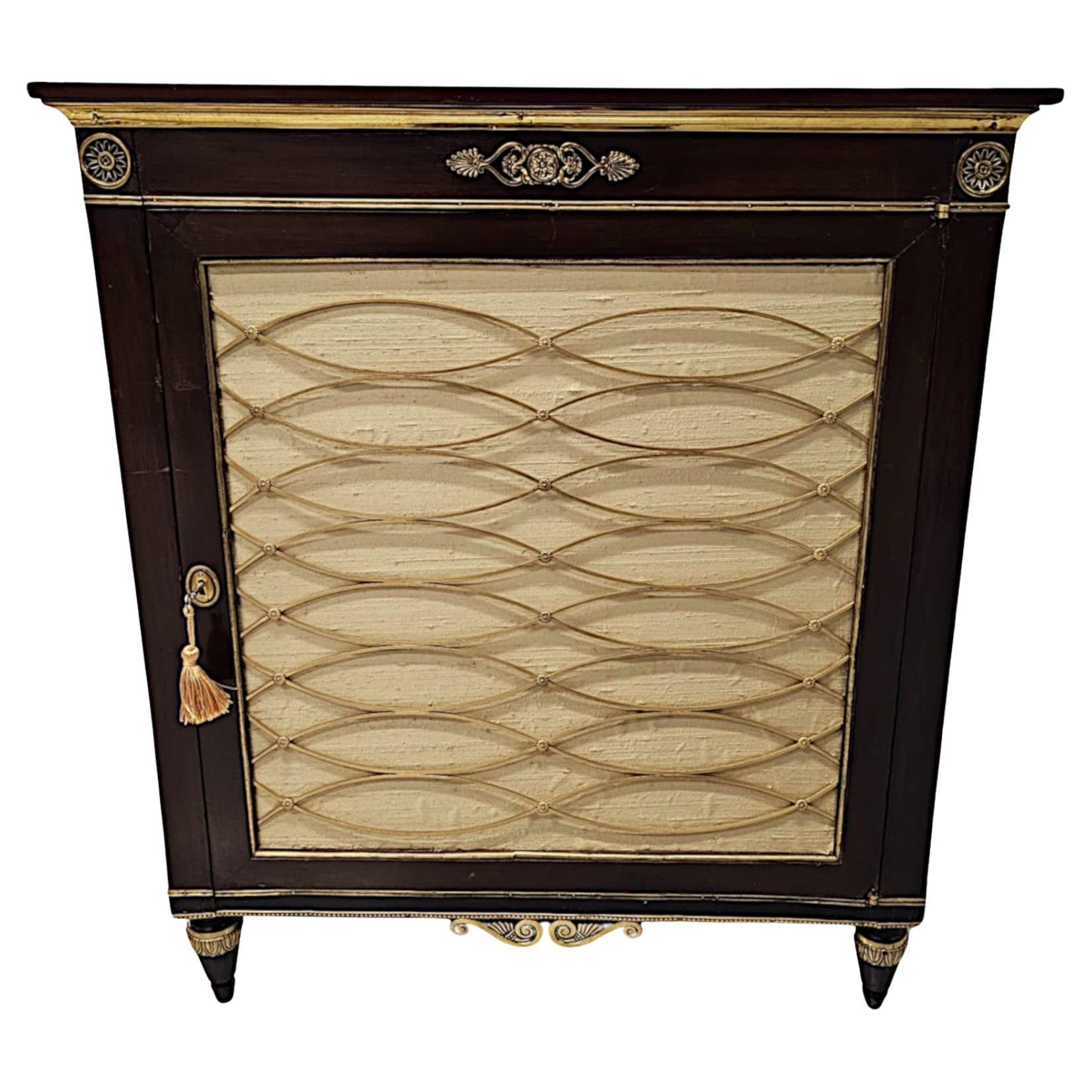 19th Century Cabinet with Brass Grille and Mounts For Sale