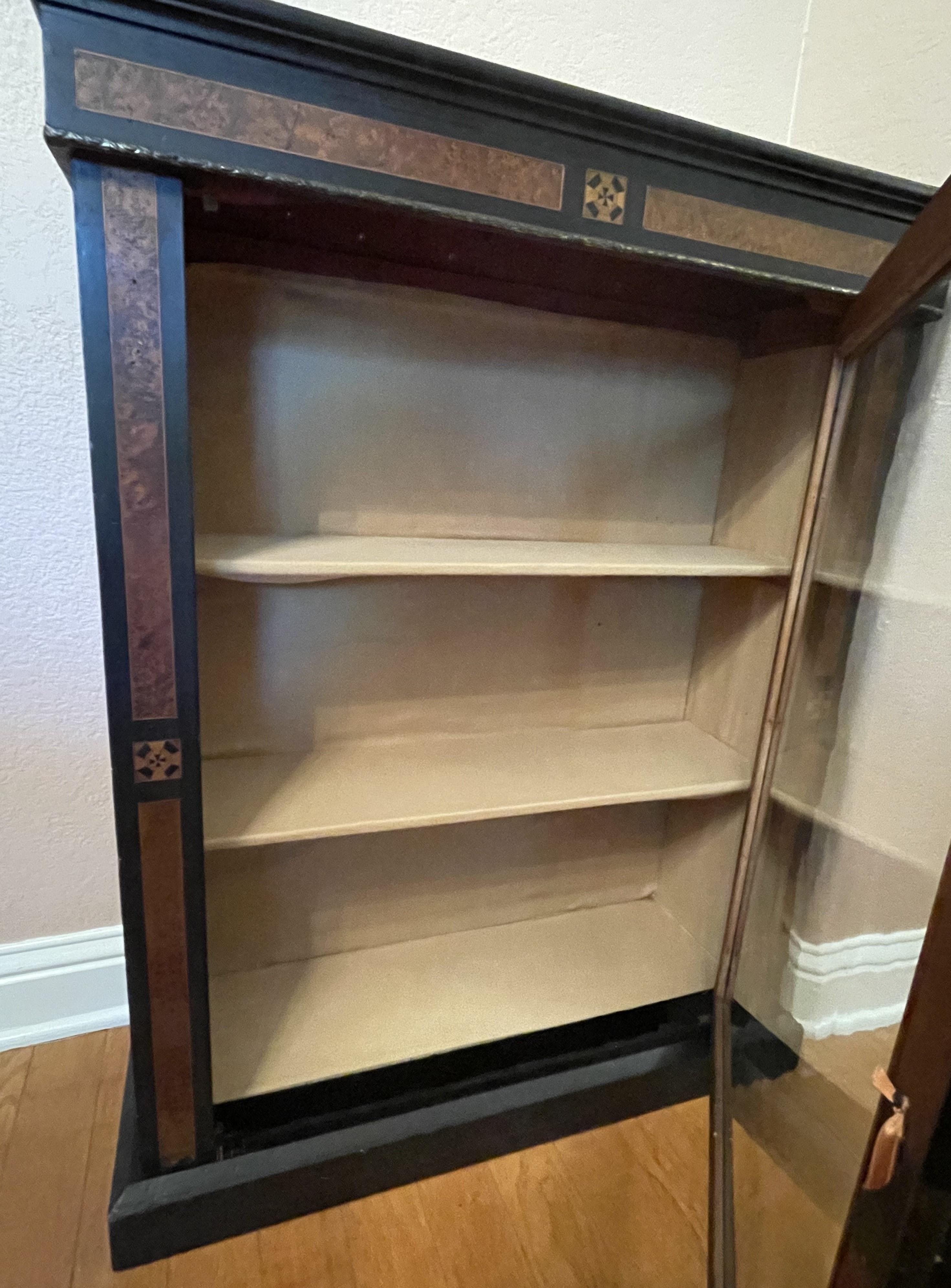 19th Century Cabinet with Glass Door and Iron Key, Rustic Biedermeier In Good Condition For Sale In Austin, TX