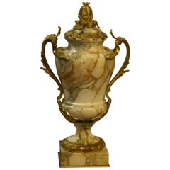 Antique 19th Century Calacatta Marble Vase Italy Gilded Bronzes, 1800s