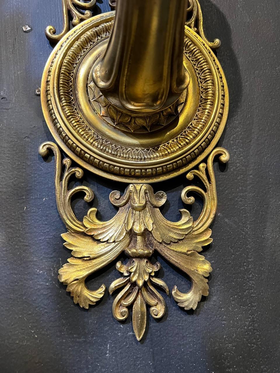 Neoclassical 19th century Caldwell Neoclassic Gilt Bronze Sconces Single Light For Sale
