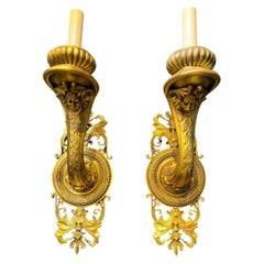 19th century Caldwell Neoclassic Gilt Bronze Sconces Single Light