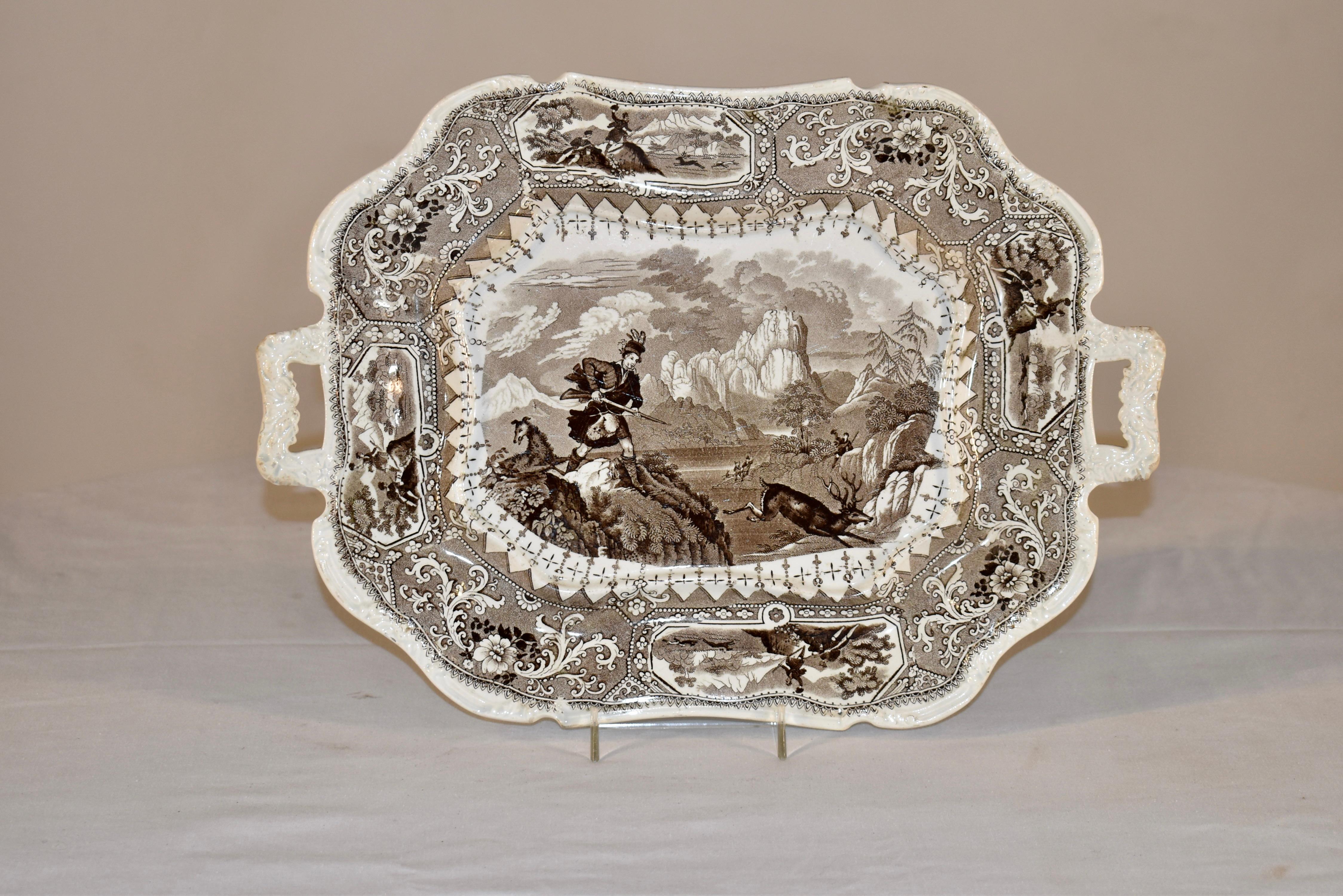 Early 19th century handled large plate in the famous 