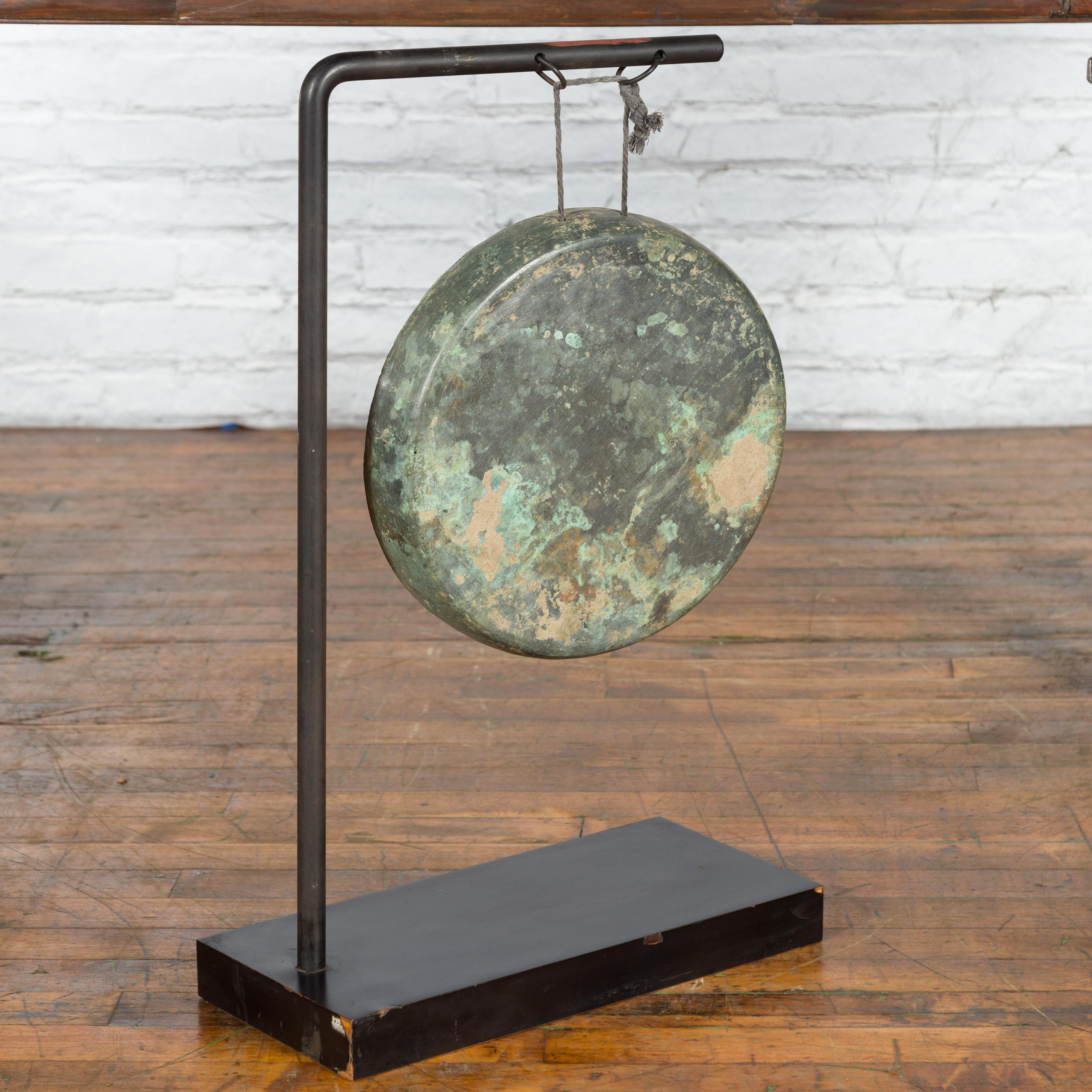 19th Century Cambodian or Thai Bronze Gong Mounted on Custom Made Base For Sale 3
