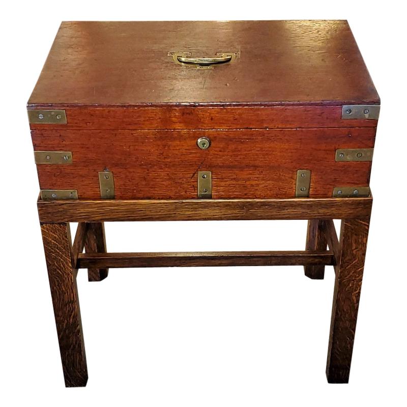 19th Century Campaign Candle Box or Chest on Stand by J. Bramah