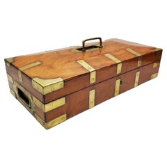 19th Century Campaign Case in Camphor Wood with Brass Straps and Handles