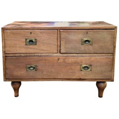 19th Century Campaign Chest Bedside Commode or Nightstand of Mahogany