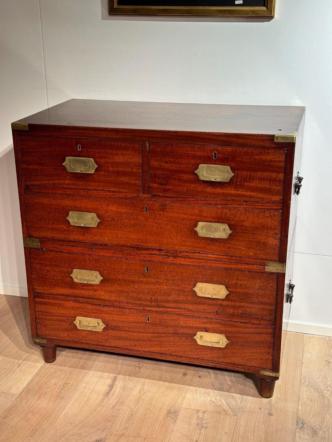British 19th Century campaign chest of drawers For Sale