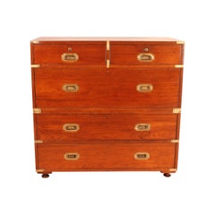 Antique 19th Century Campaign Chest of Drawers in Teak
