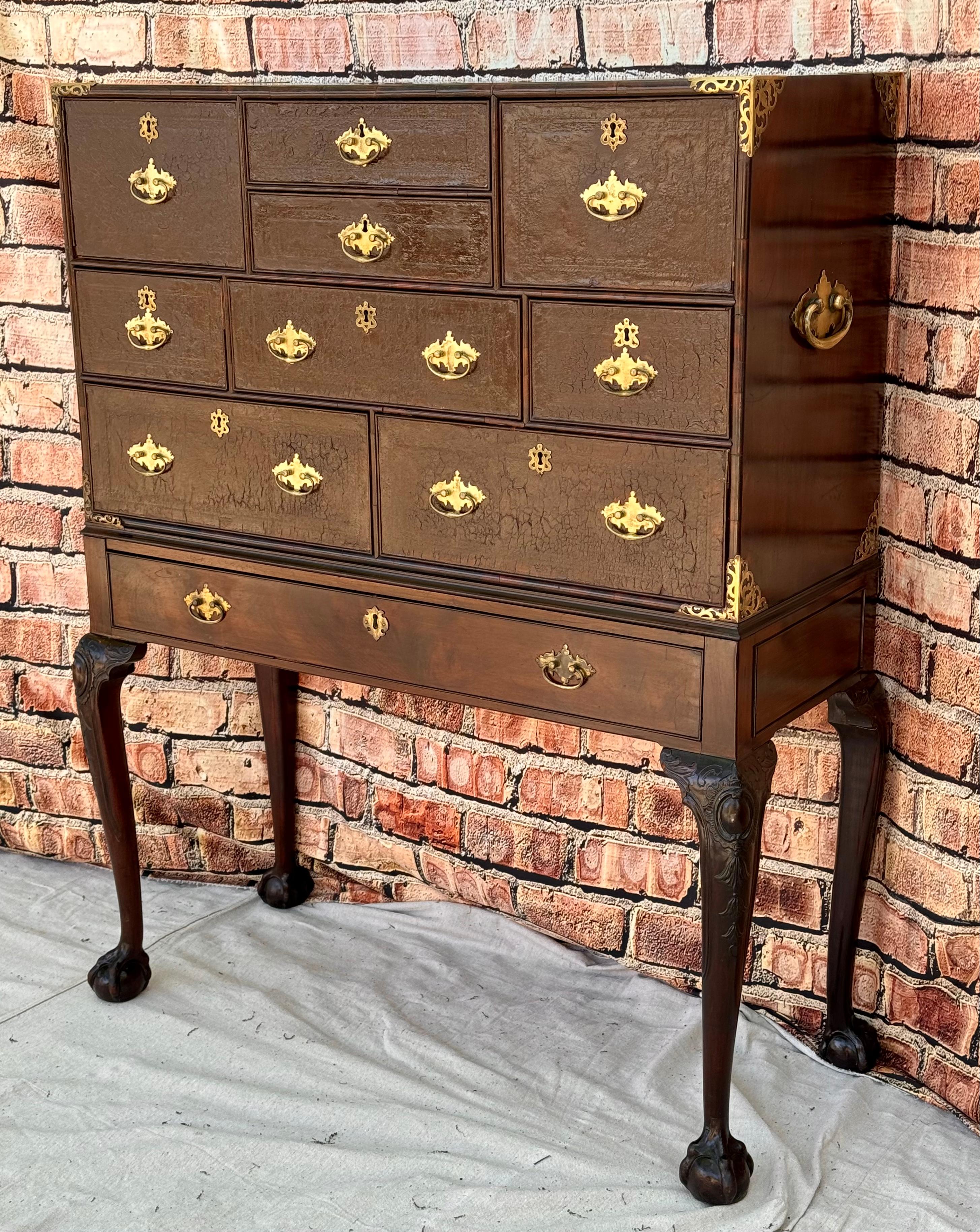 Georgian 19th Century Campaign Desk Cabinet on Stand For Sale
