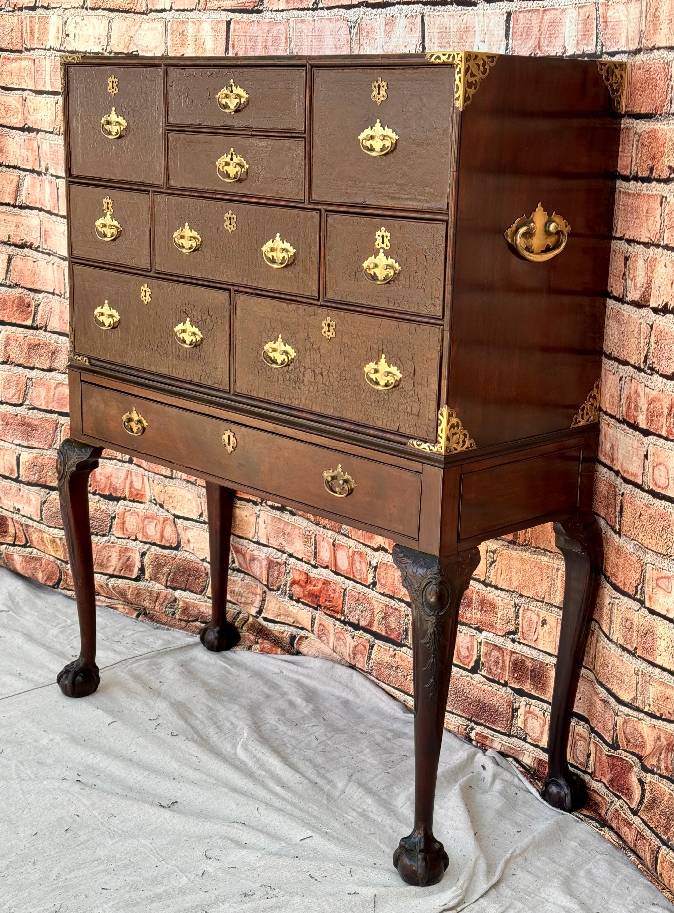 Mahogany 19th Century Campaign Desk Cabinet on Stand For Sale