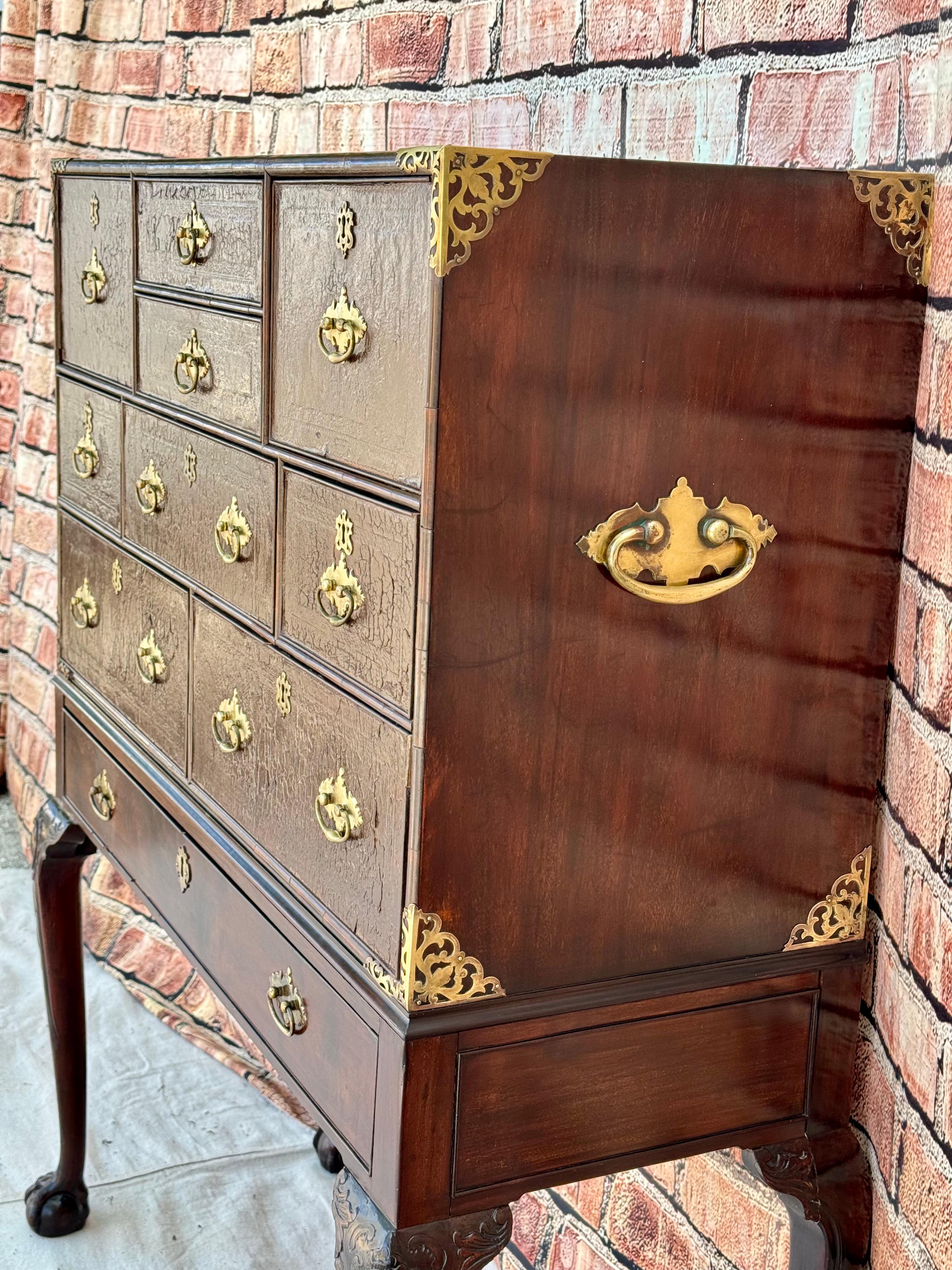 19th Century Campaign Desk Cabinet on Stand For Sale 1