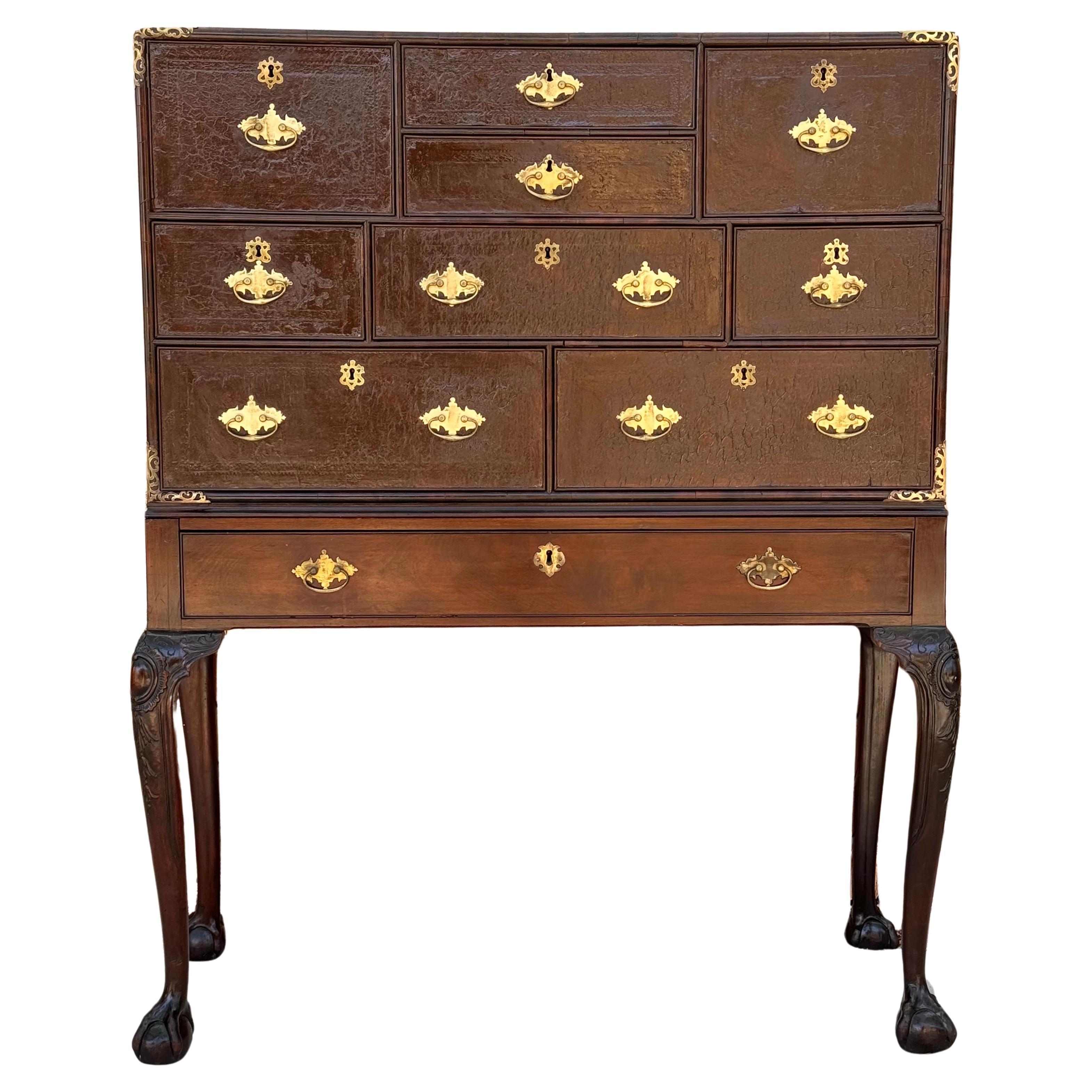 19th Century Campaign Desk Cabinet on Stand