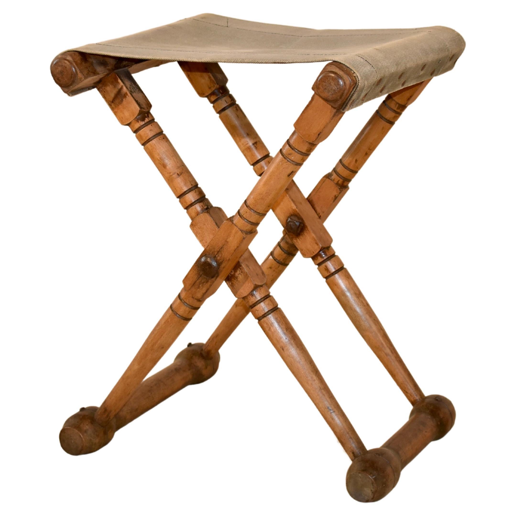 19th Century Campaign Folding Stool For Sale