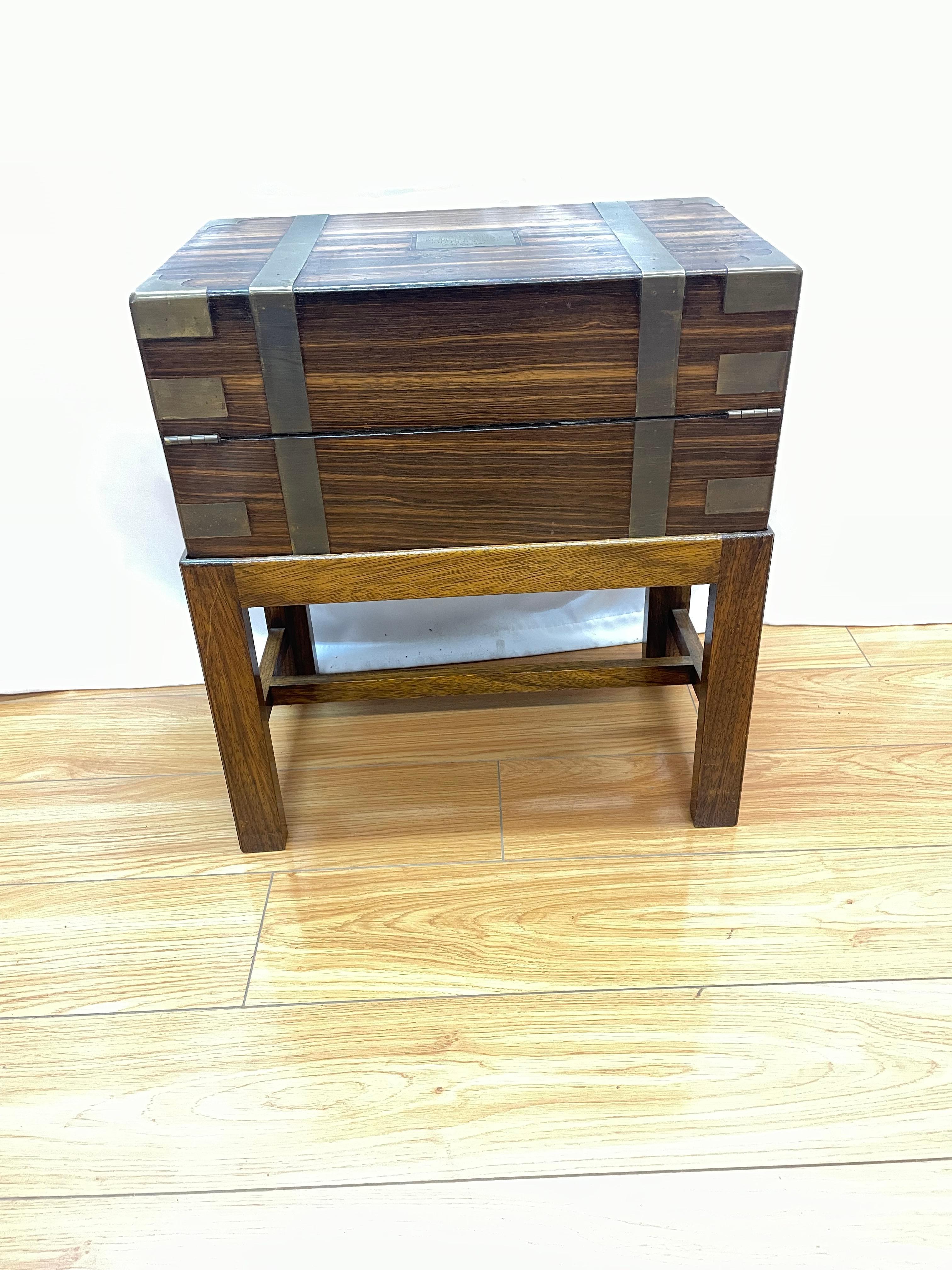 19th century campaign Reading desk on later stand For Sale 1