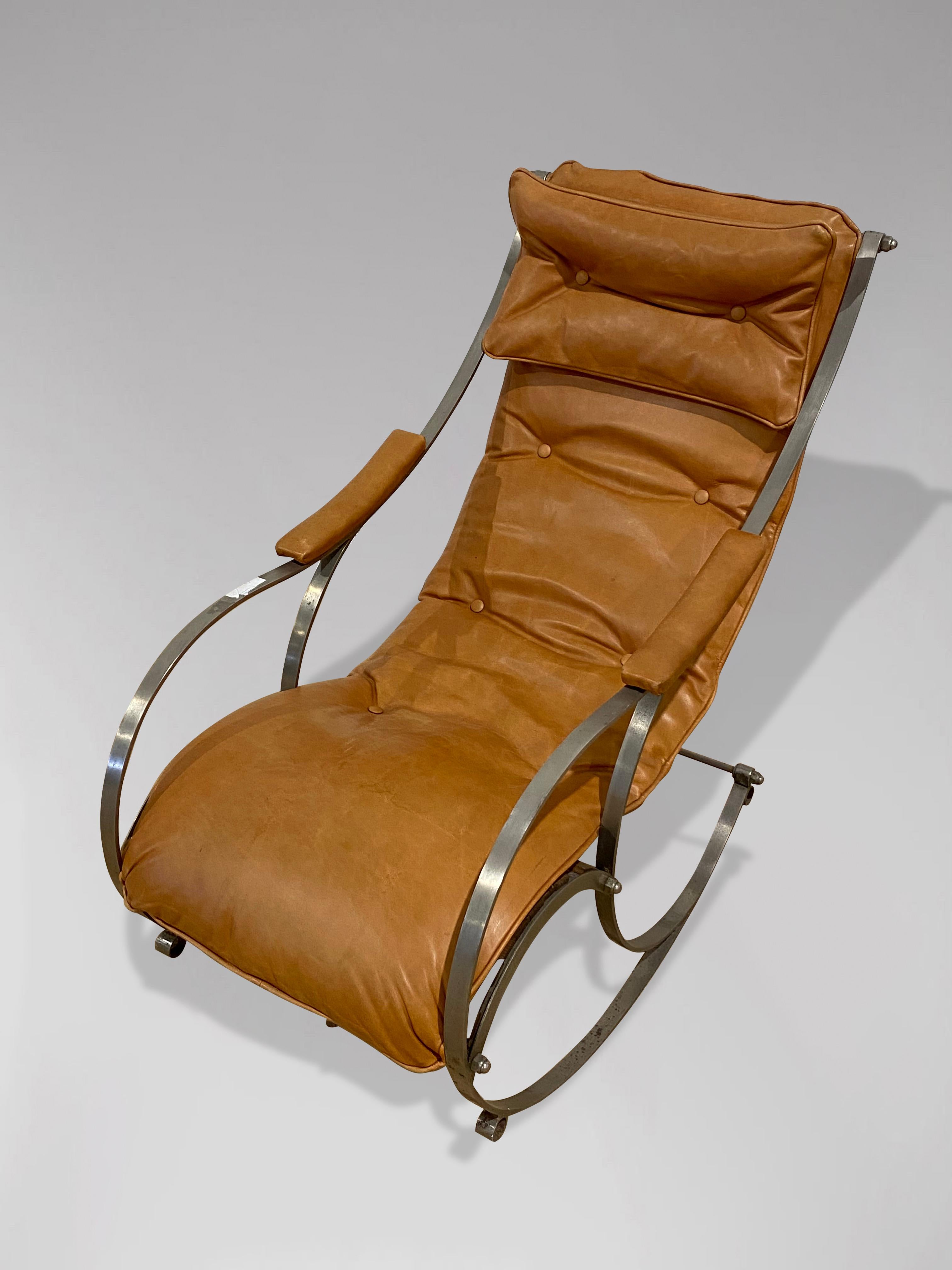 British 19th Century Campaign Rocking Armchair by Peter Cooper for R.W. Winfield
