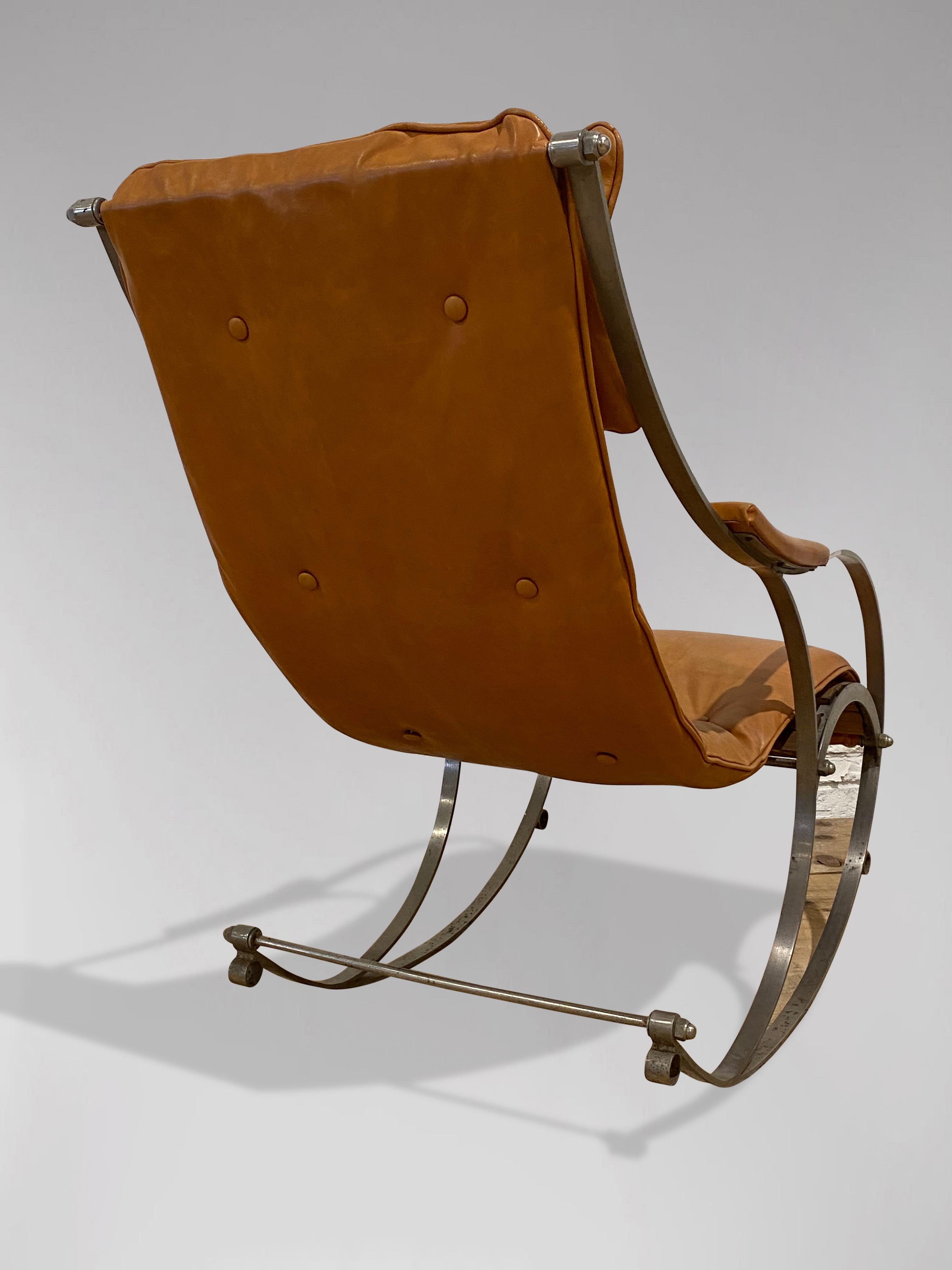 Hand-Crafted 19th Century Campaign Rocking Armchair by Peter Cooper for R.W. Winfield