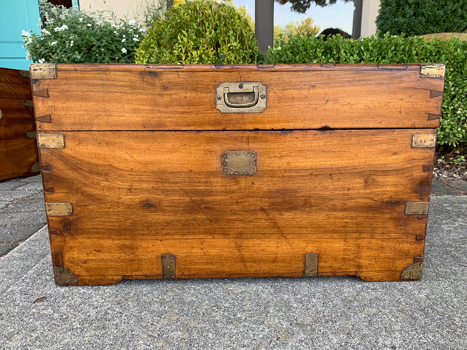 19th century Campaign style camphor wood trunk.