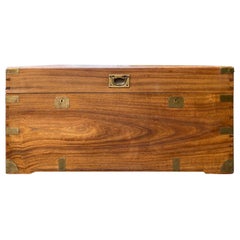 19th Century Campaign Style Camphor Wood Trunk with Brass Corners