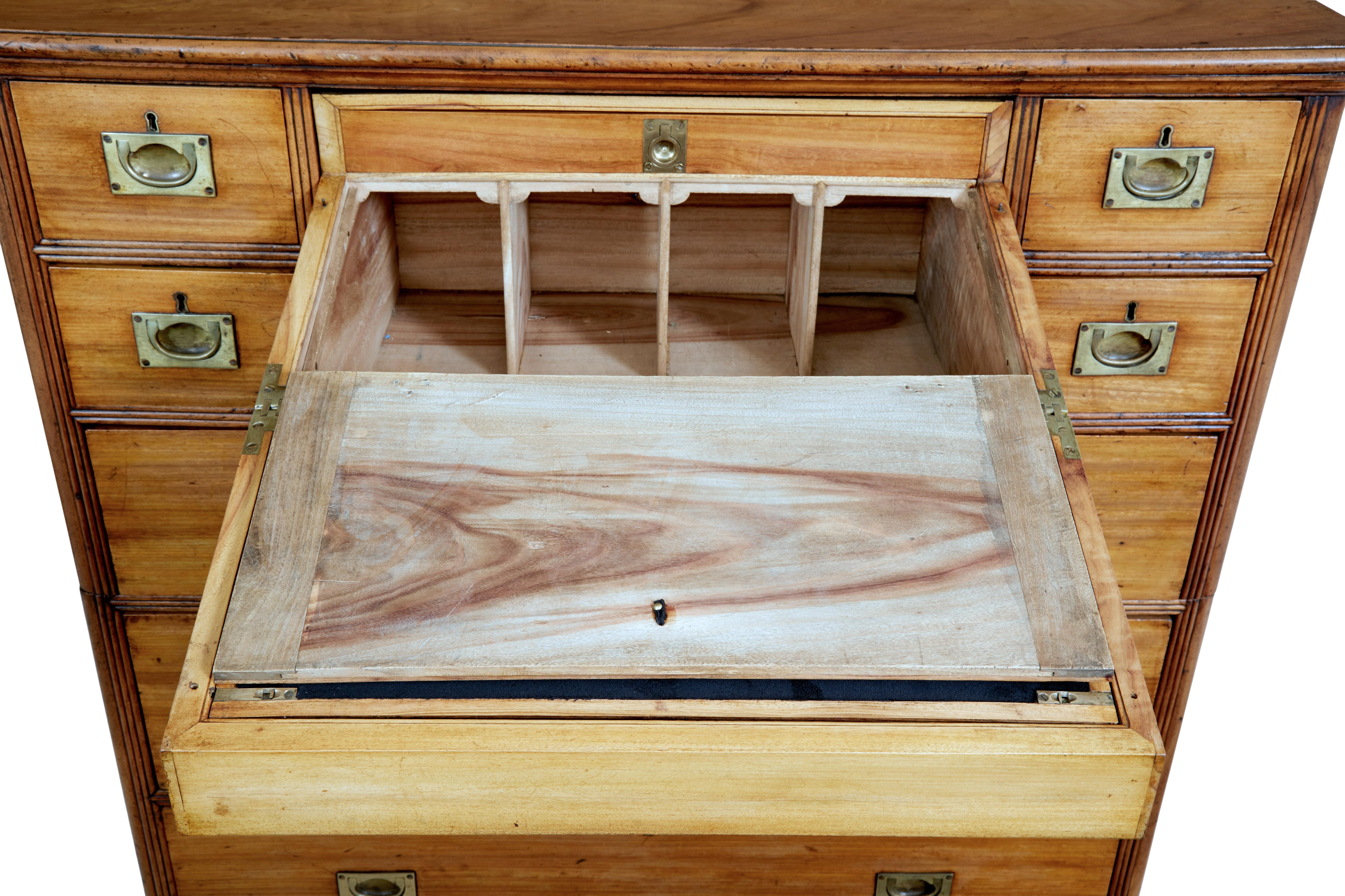 19th Century Camphor Campaign Chest of Drawers Writing Slope 5