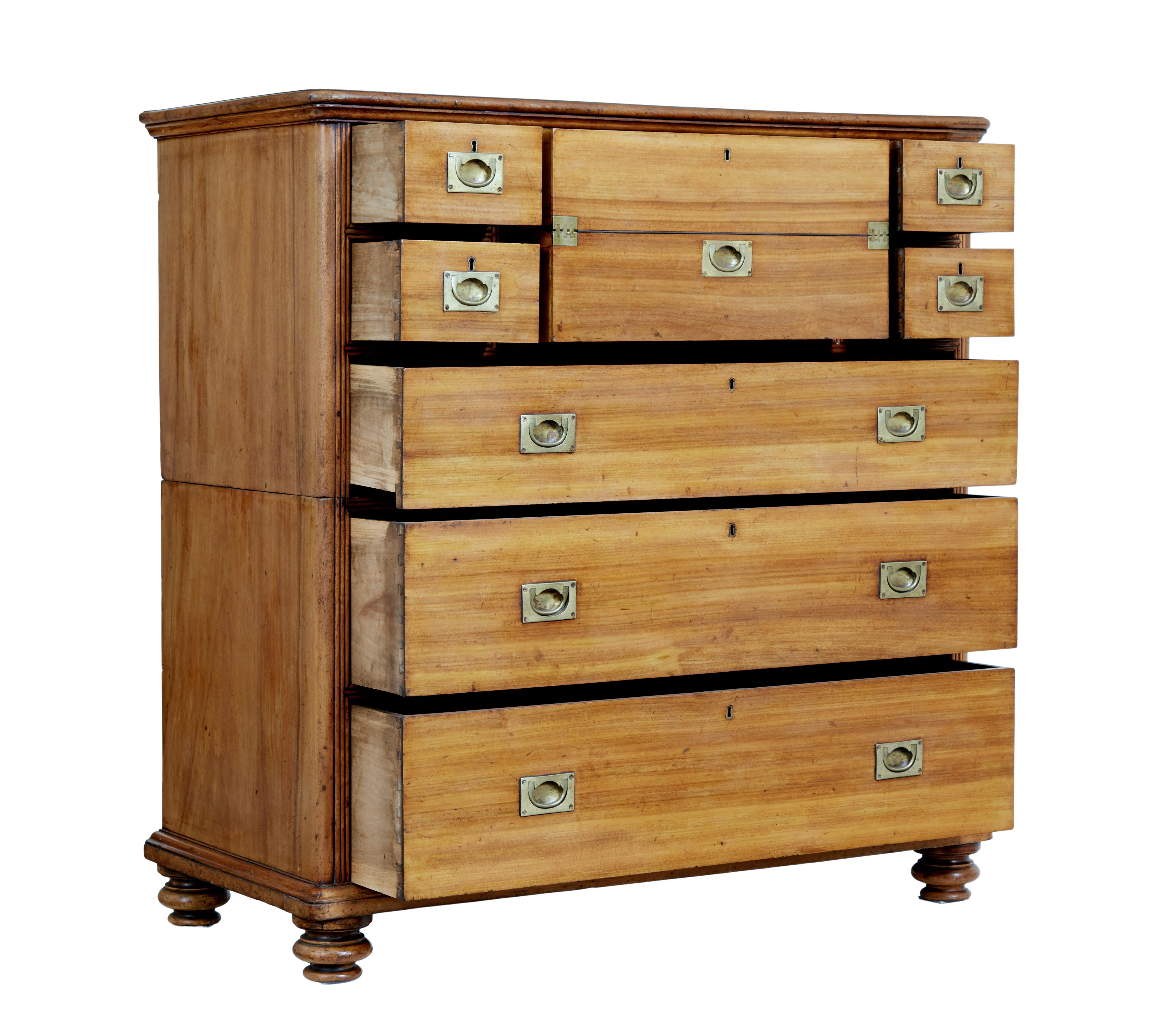 19th Century Camphor Campaign Chest of Drawers Writing Slope 1