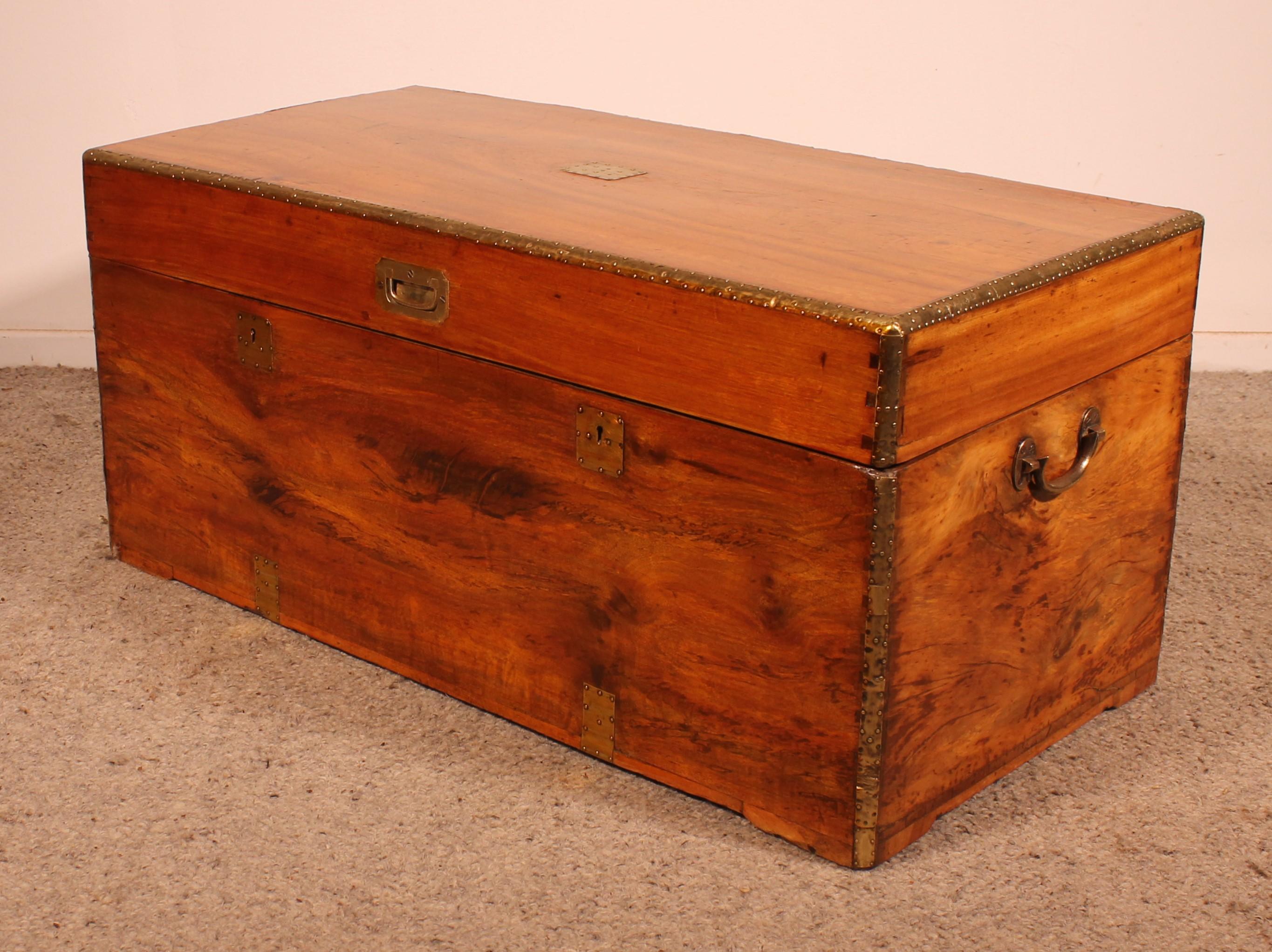 19th Century Camphor Wood Marine / Campaign Chest For Sale 6