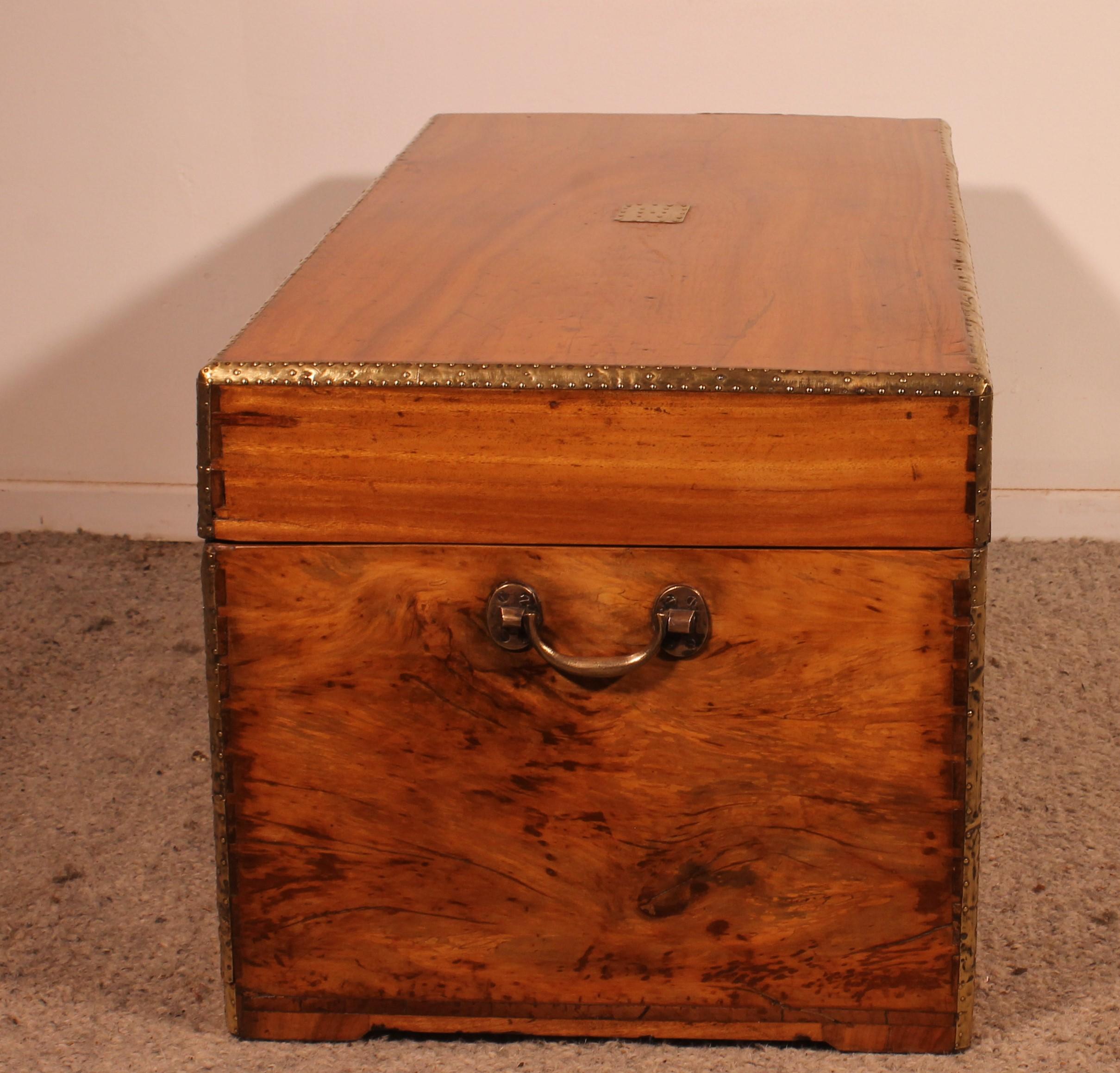 19th Century Camphor Wood Marine / Campaign Chest For Sale 5