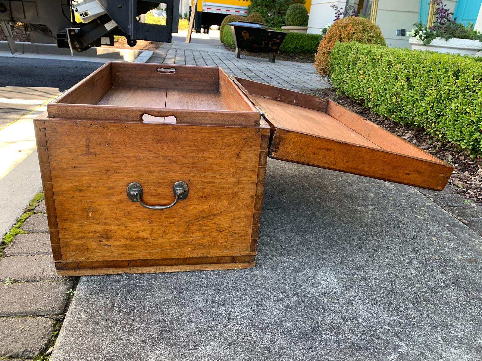 19th Century Camphor Wood Sea Captain's Trunk with Tray Insert 7
