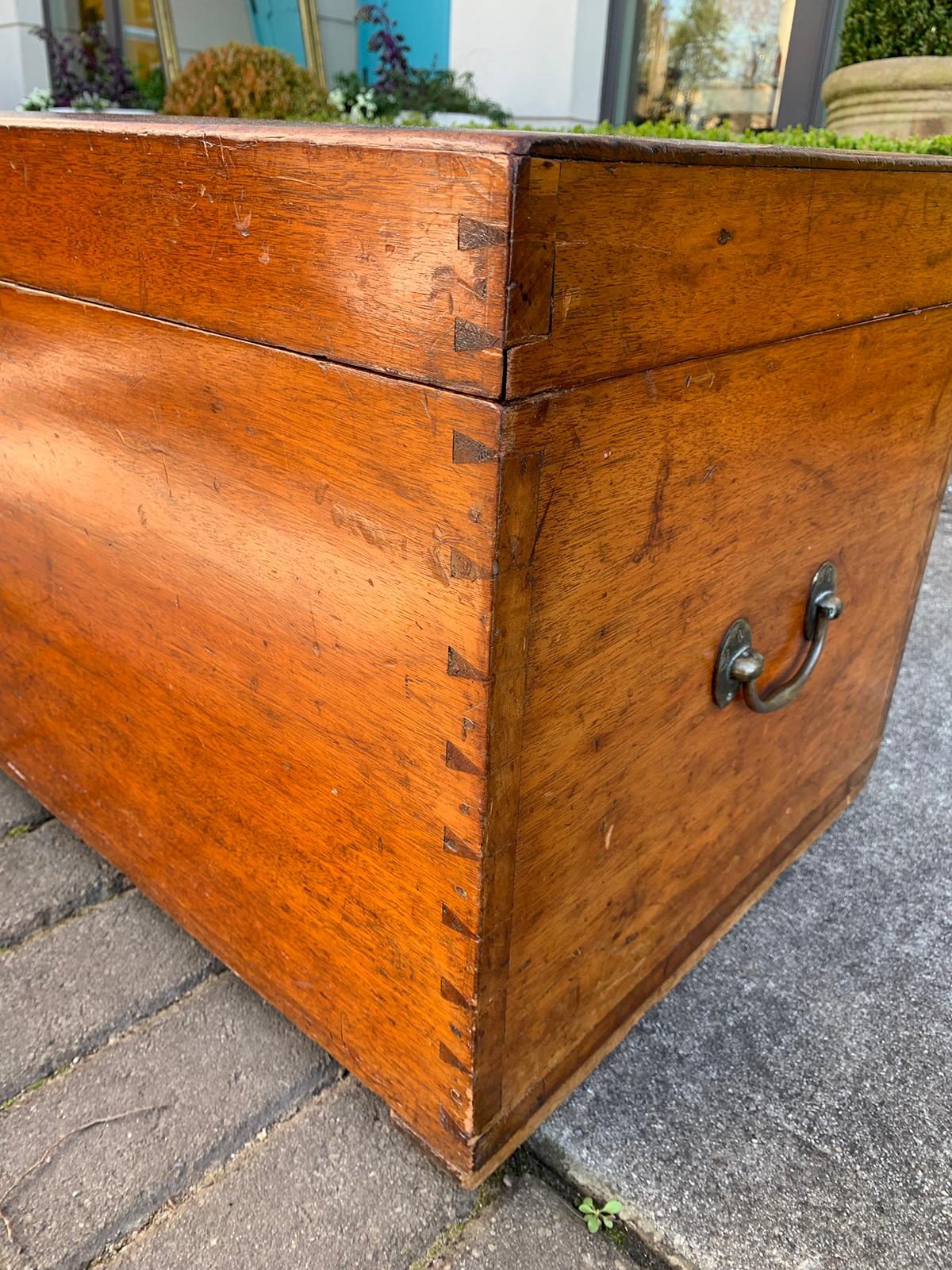 19th Century Camphor Wood Sea Captain's Trunk with Tray Insert 1
