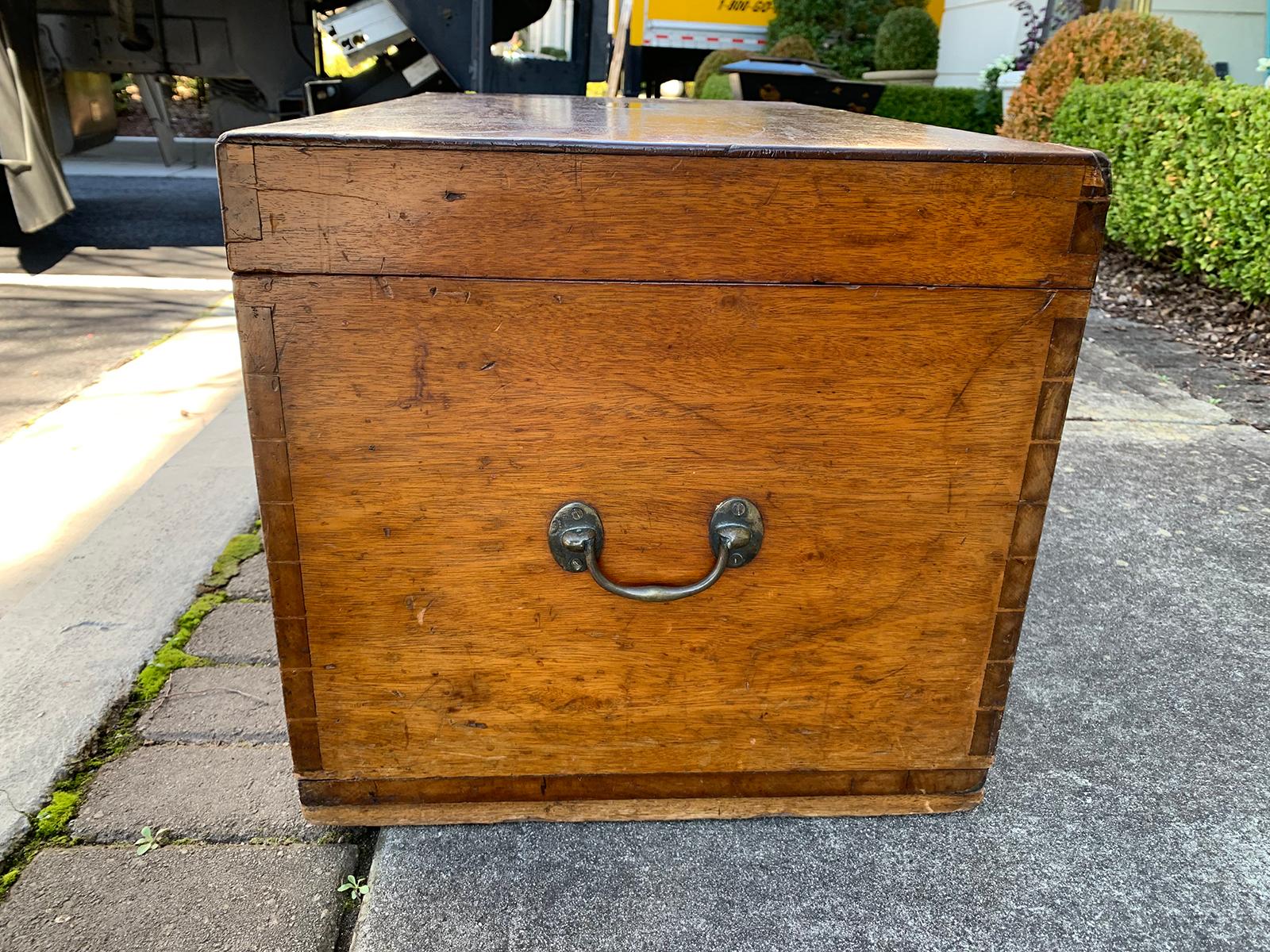 19th Century Camphor Wood Sea Captain's Trunk with Tray Insert 2