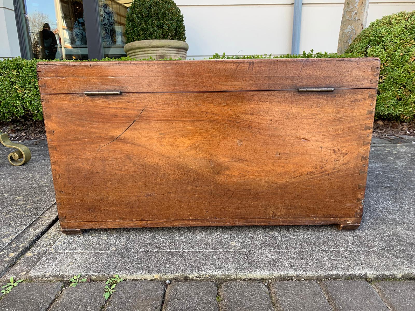 19th Century Camphor Wood Sea Captain's Trunk with Tray Insert 3