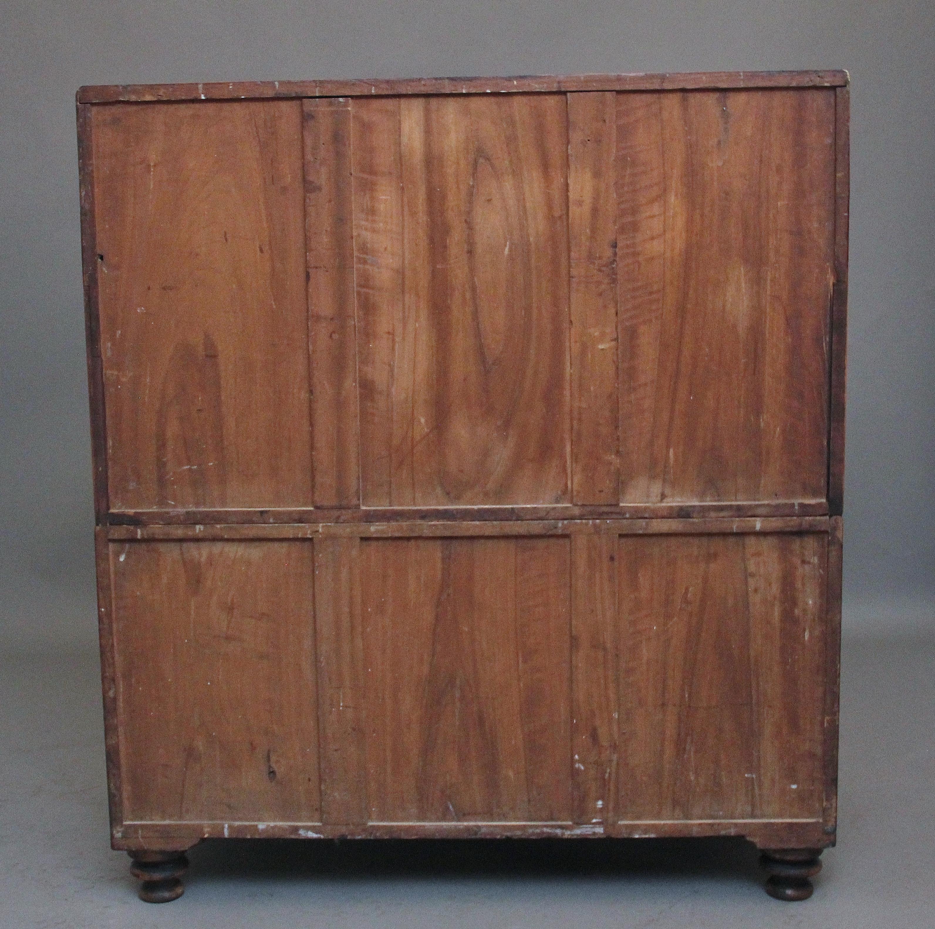 19th Century camphor wood secretaire military chest For Sale 6