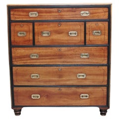 Used 19th Century camphor wood secretaire military chest