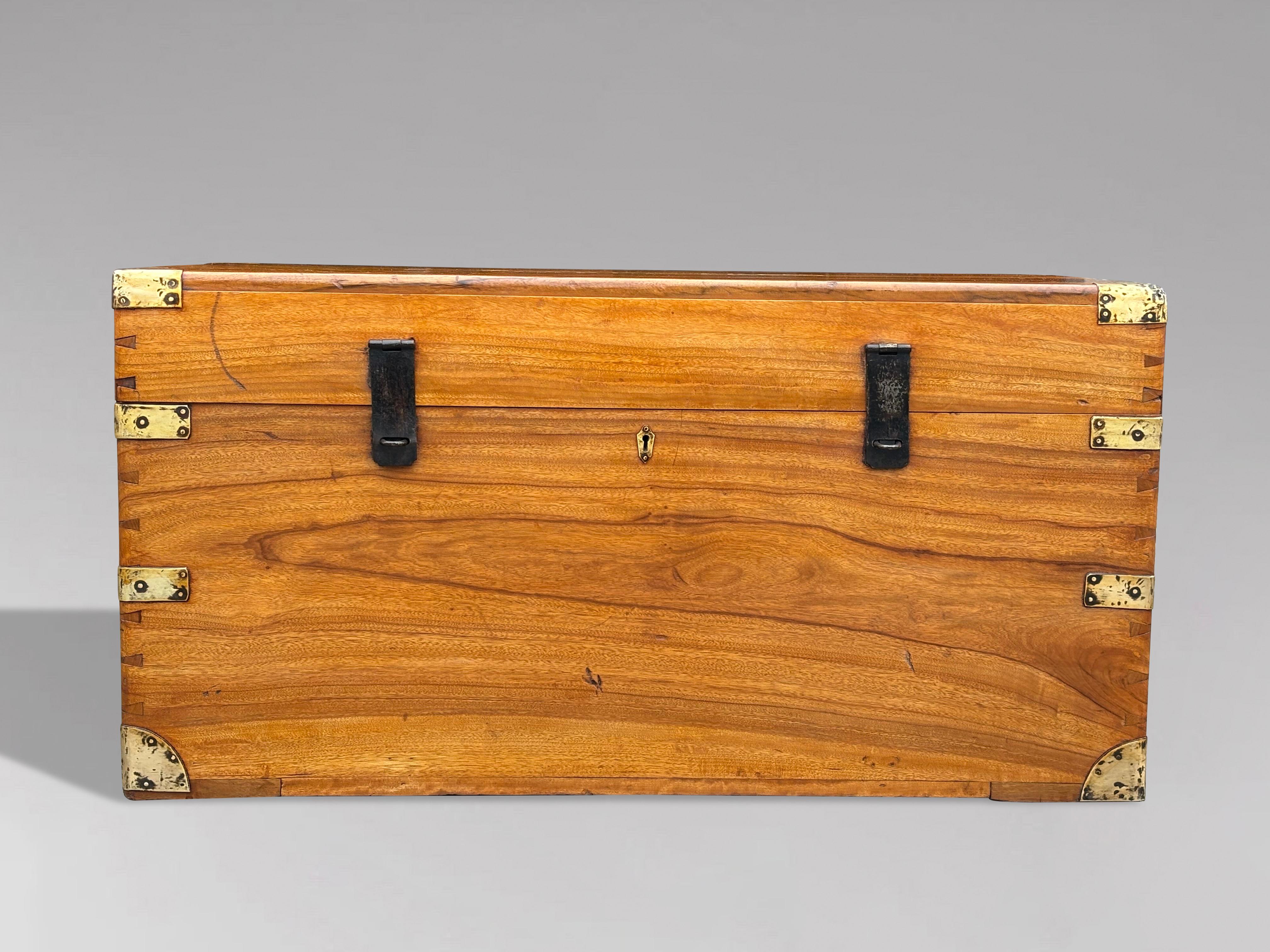 Baule da viaggio Campaigner in legno di canfora del XIX secolo in vendita 1