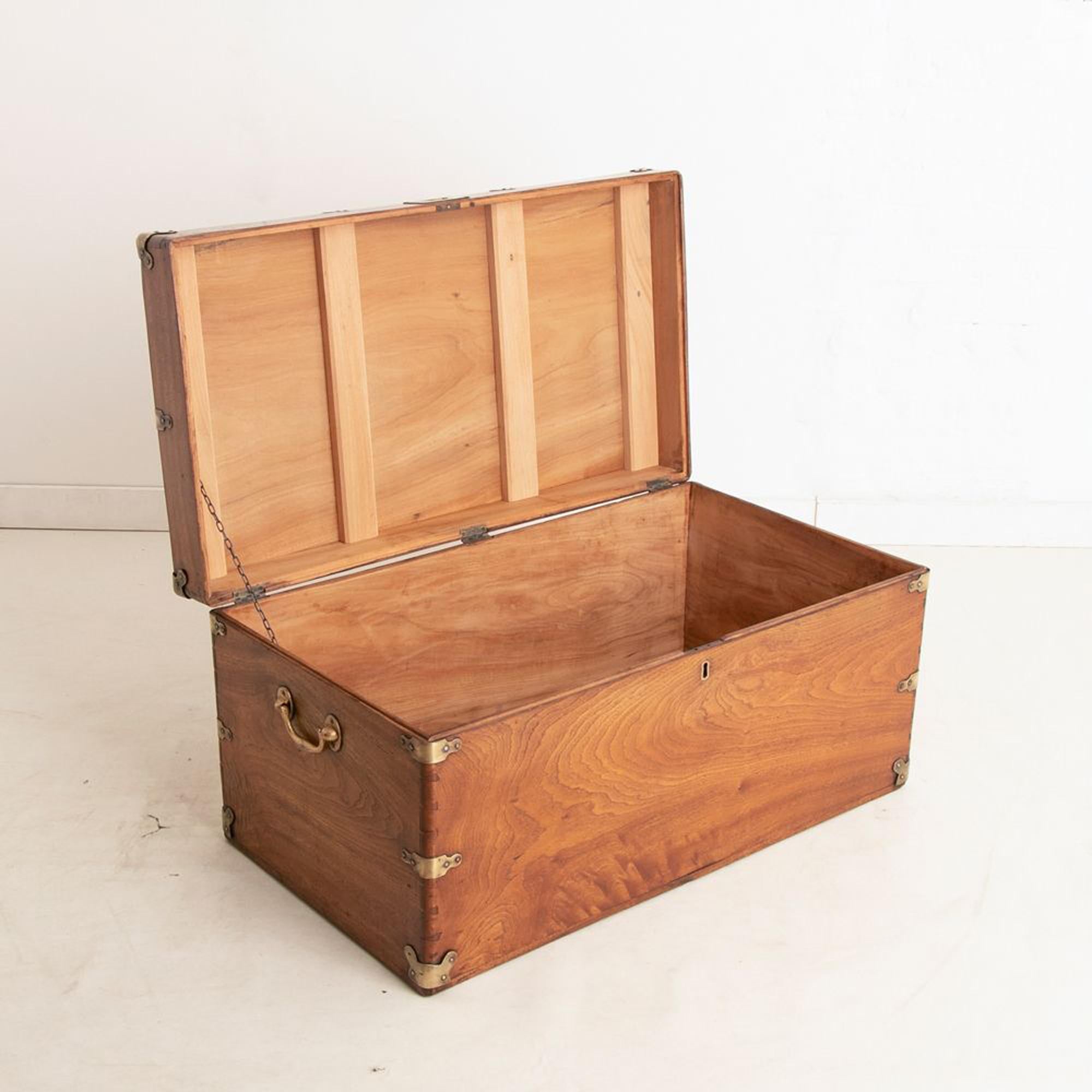 Early Victorian 19th Century Camphorwood Military Campaign Trunk C1850 For Sale